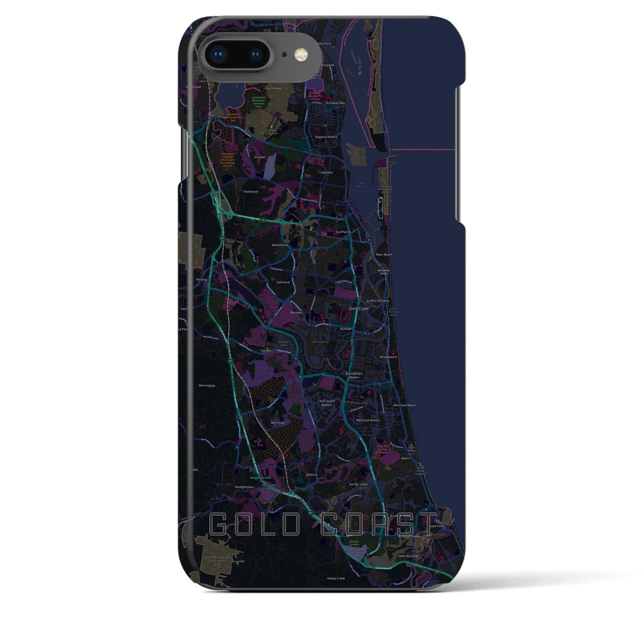 【ゴールドコースト(オーストラリア)】地図柄iPhoneケース(バックカバータイプ)