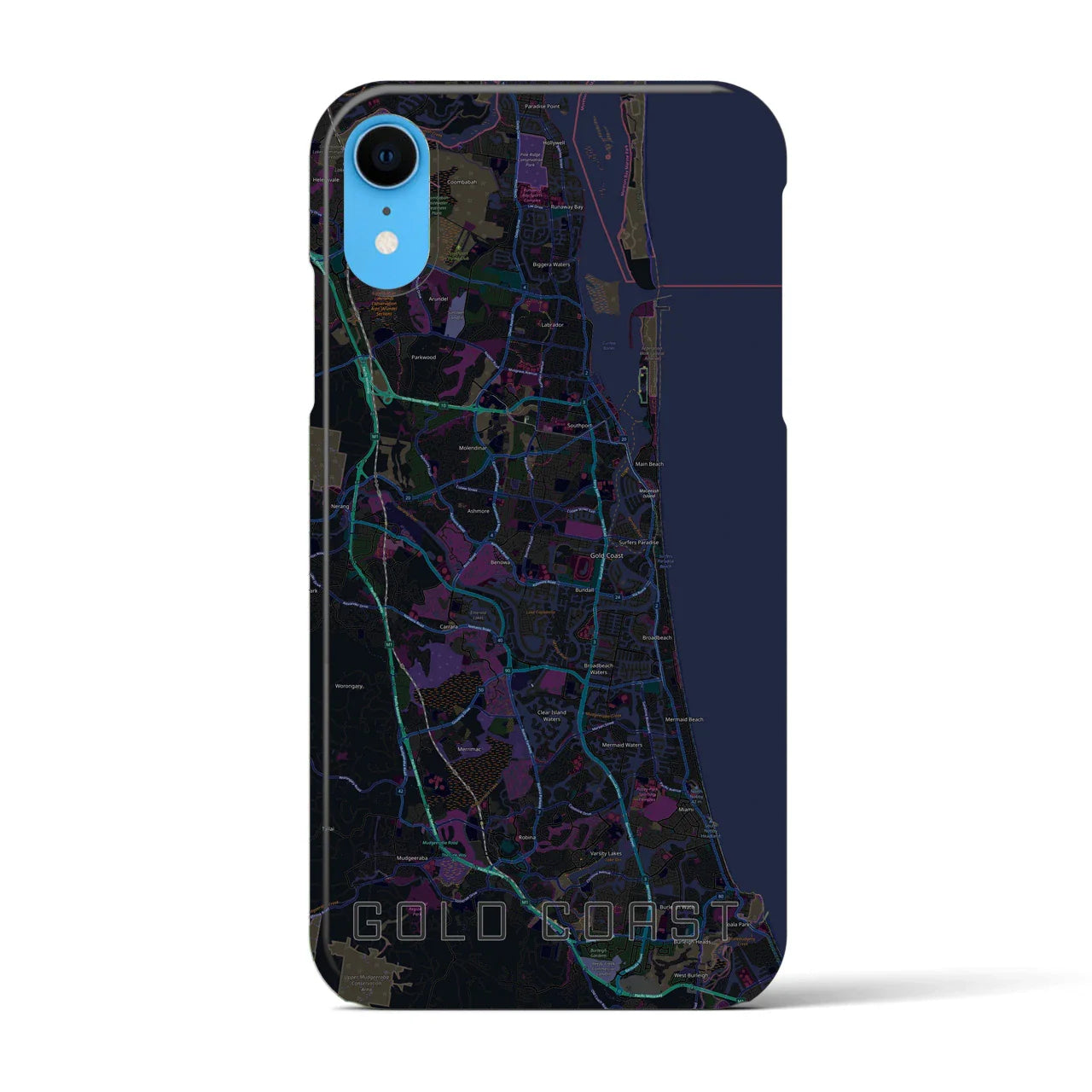 【ゴールドコースト(オーストラリア)】地図柄iPhoneケース(バックカバータイプ)