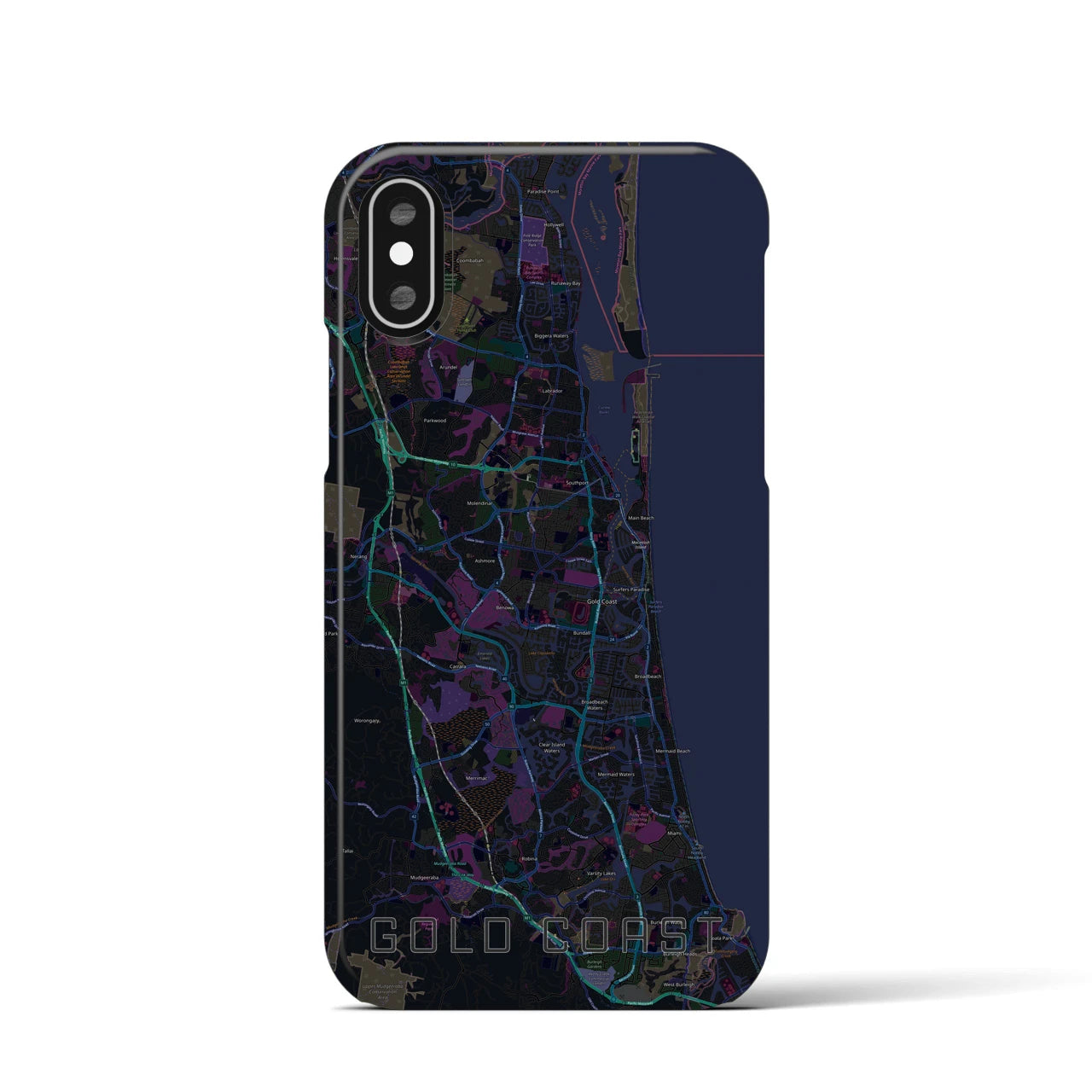 【ゴールドコースト(オーストラリア)】地図柄iPhoneケース(バックカバータイプ)