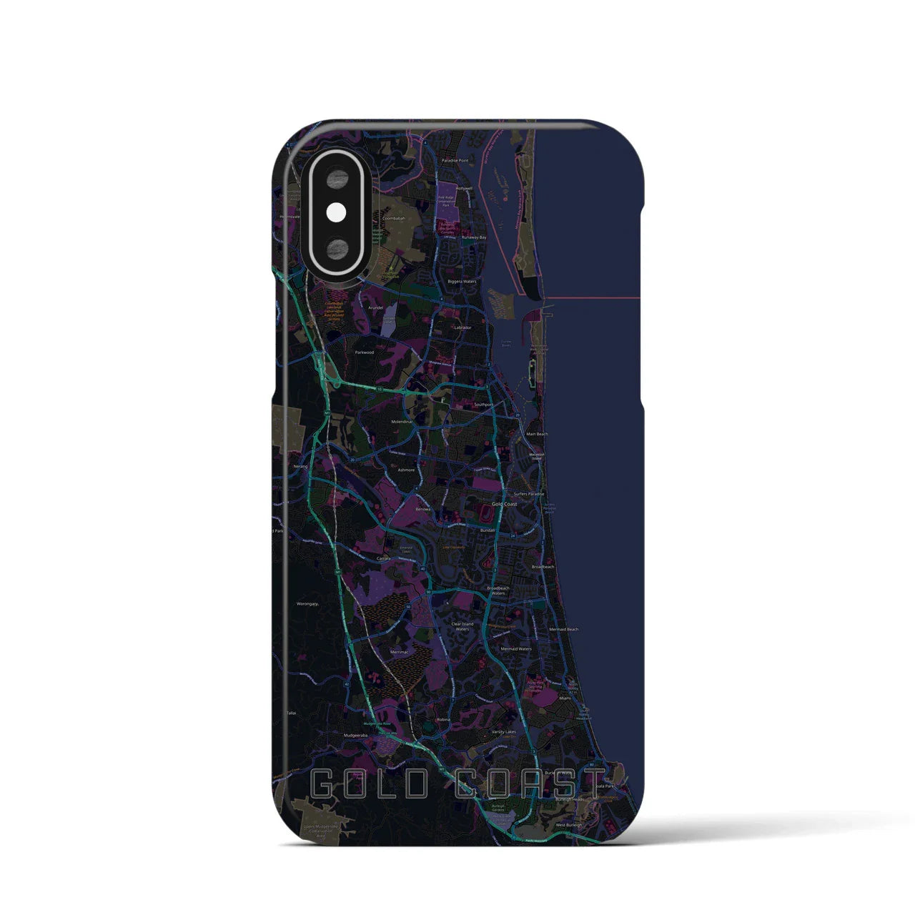 【ゴールドコースト(オーストラリア)】地図柄iPhoneケース(バックカバータイプ)