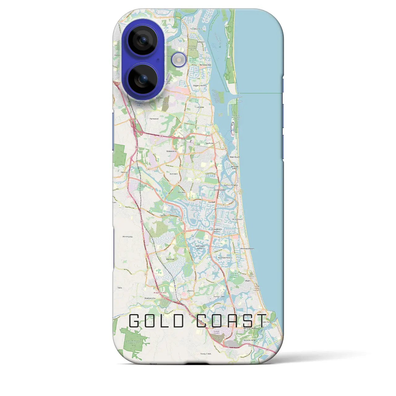 【ゴールドコースト(オーストラリア)】地図柄iPhoneケース(バックカバータイプ)ブラック・iPhone 16 Pro Max 用