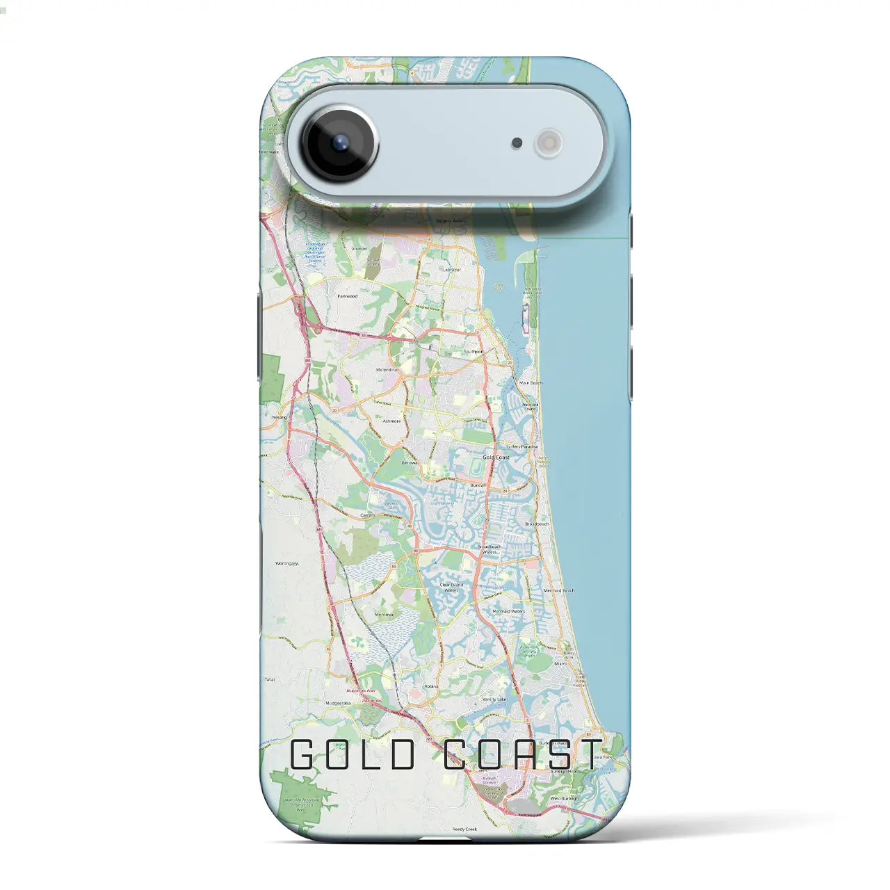 【ゴールドコースト(オーストラリア)】地図柄iPhoneケース(バックカバータイプ)ブラック・iPhone 17 Pro Max 用