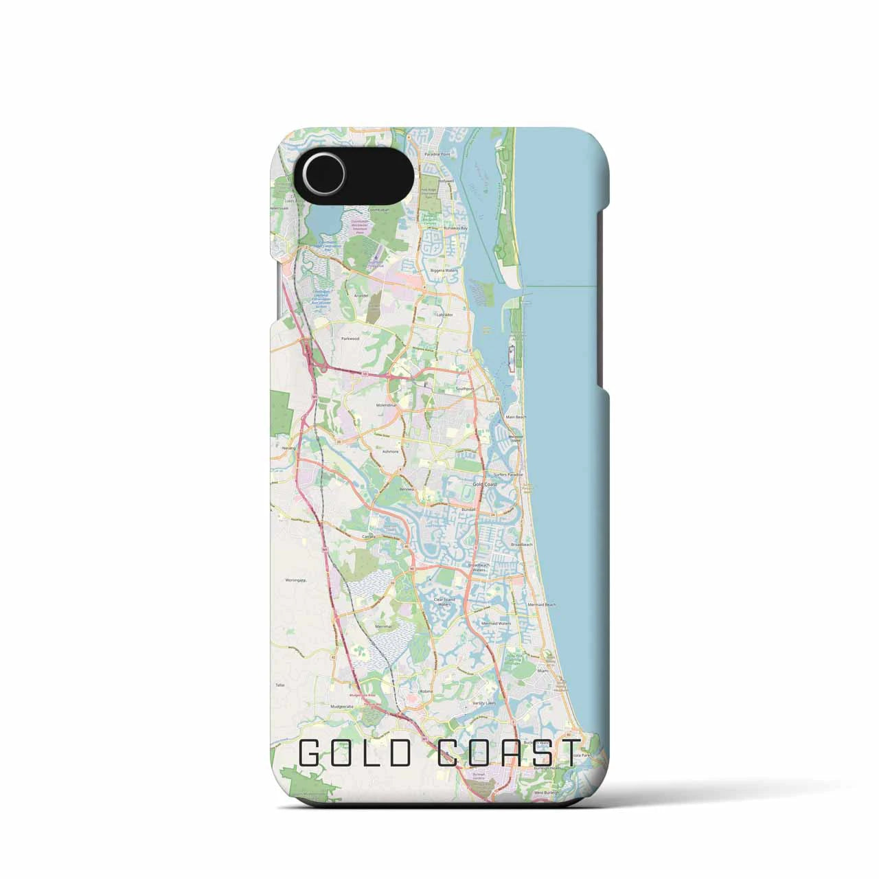 【ゴールドコースト(オーストラリア)】地図柄iPhoneケース(バックカバータイプ)