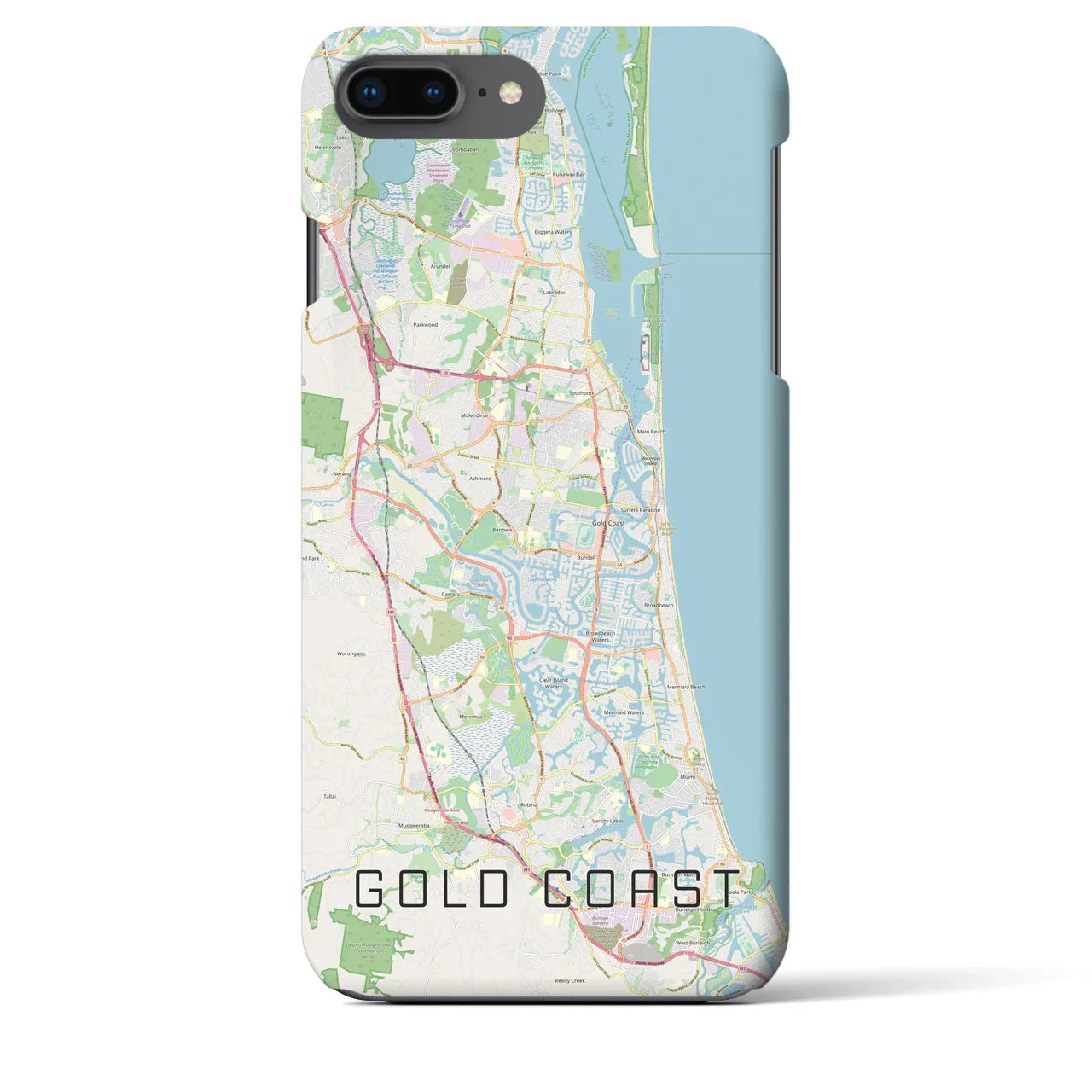 【ゴールドコースト(オーストラリア)】地図柄iPhoneケース(バックカバータイプ)