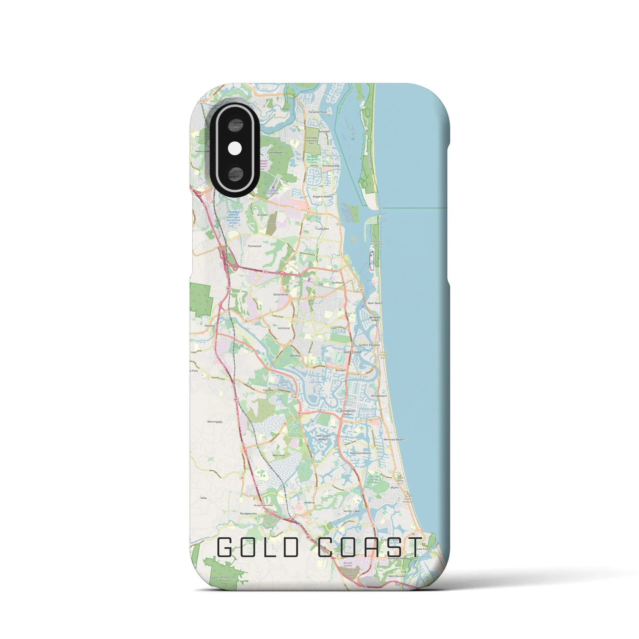 【ゴールドコースト(オーストラリア)】地図柄iPhoneケース(バックカバータイプ)