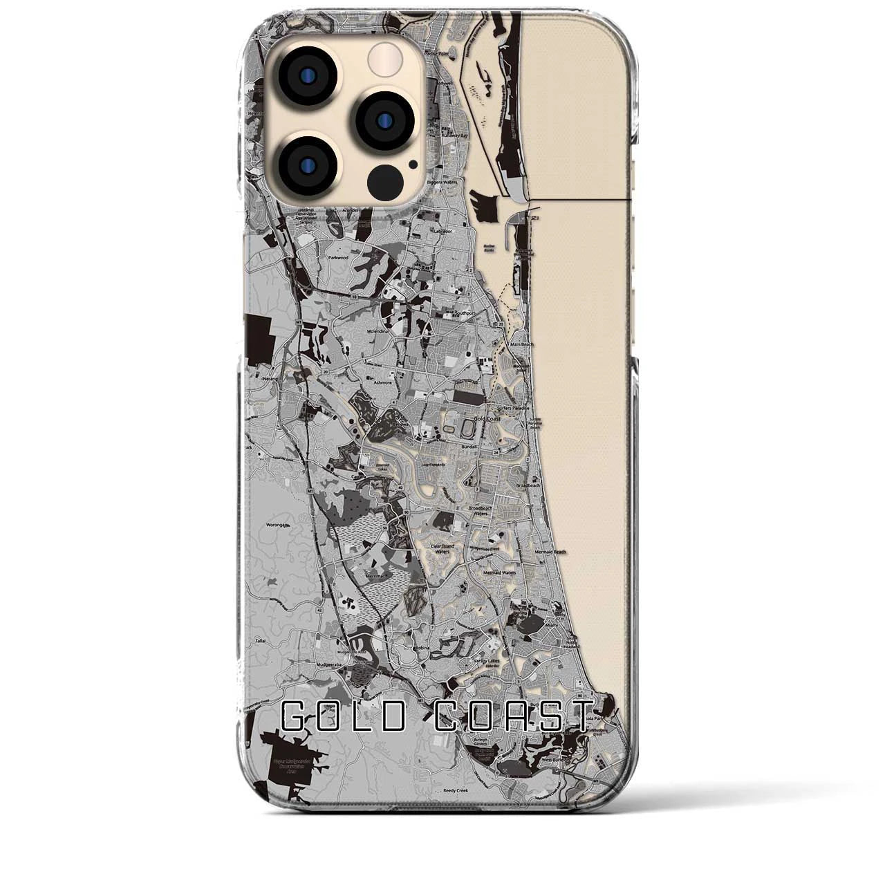 【ゴールドコースト(オーストラリア)】地図柄iPhoneケース(クリアタイプ)