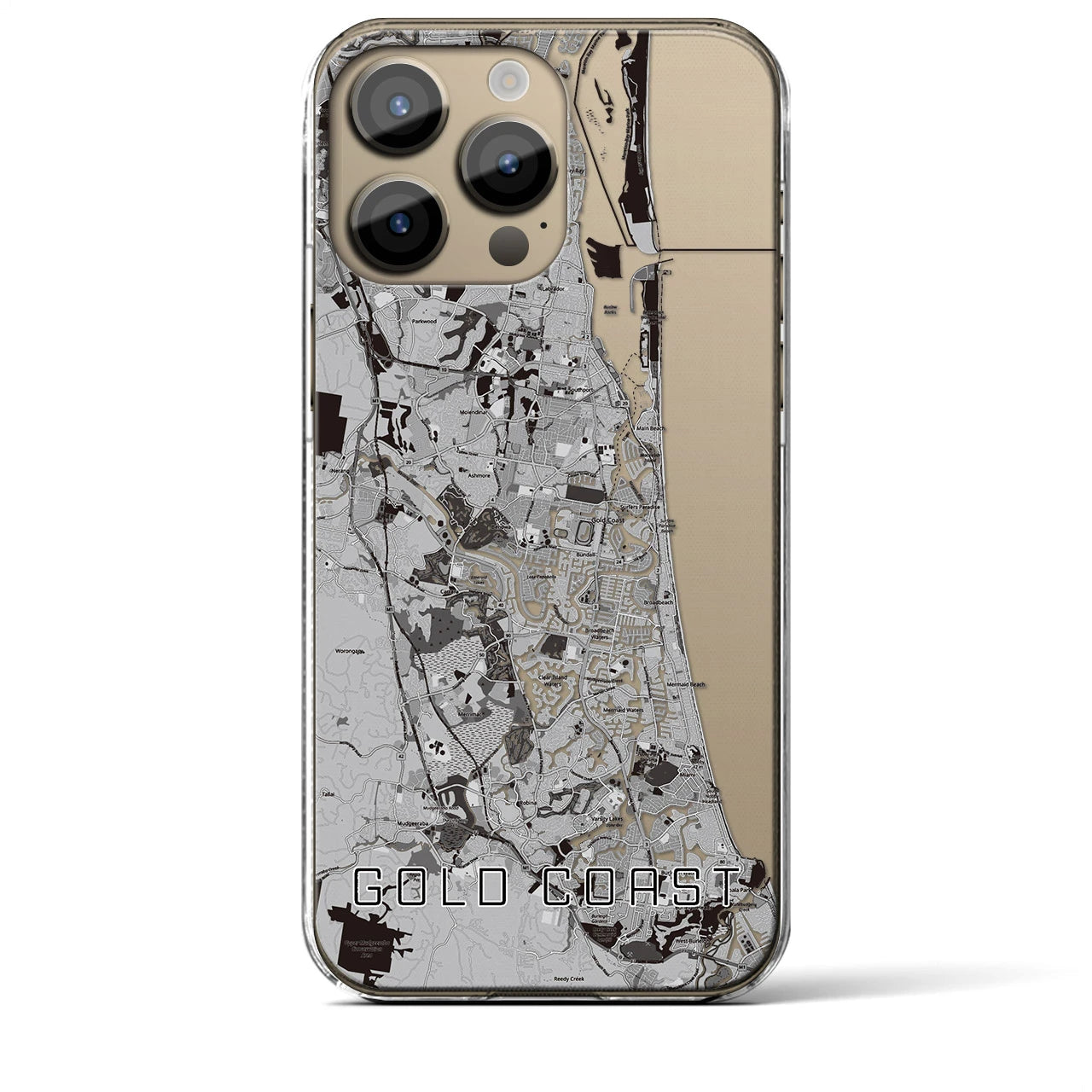 【ゴールドコースト(オーストラリア)】地図柄iPhoneケース(クリアタイプ)