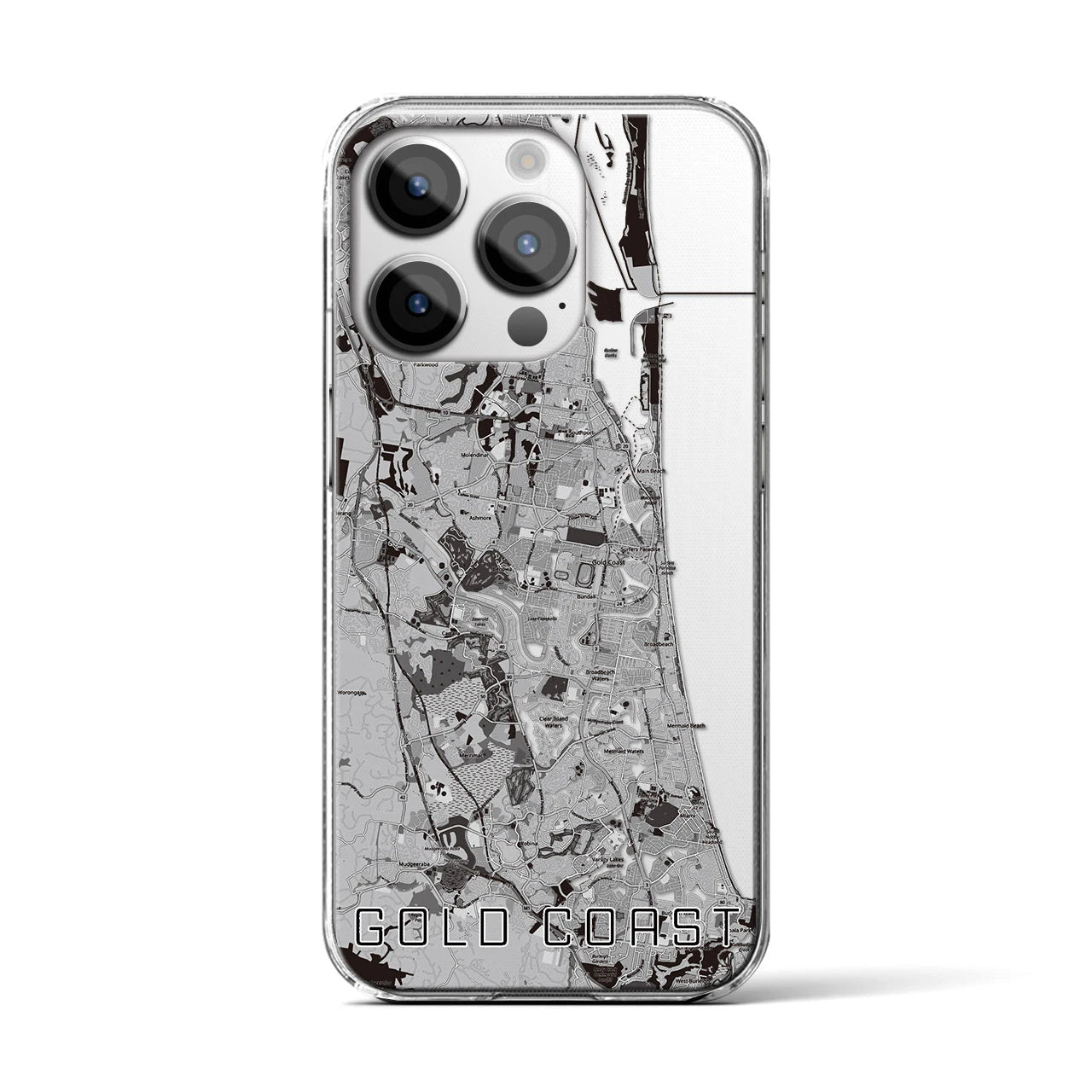 【ゴールドコースト(オーストラリア)】地図柄iPhoneケース(クリアタイプ)