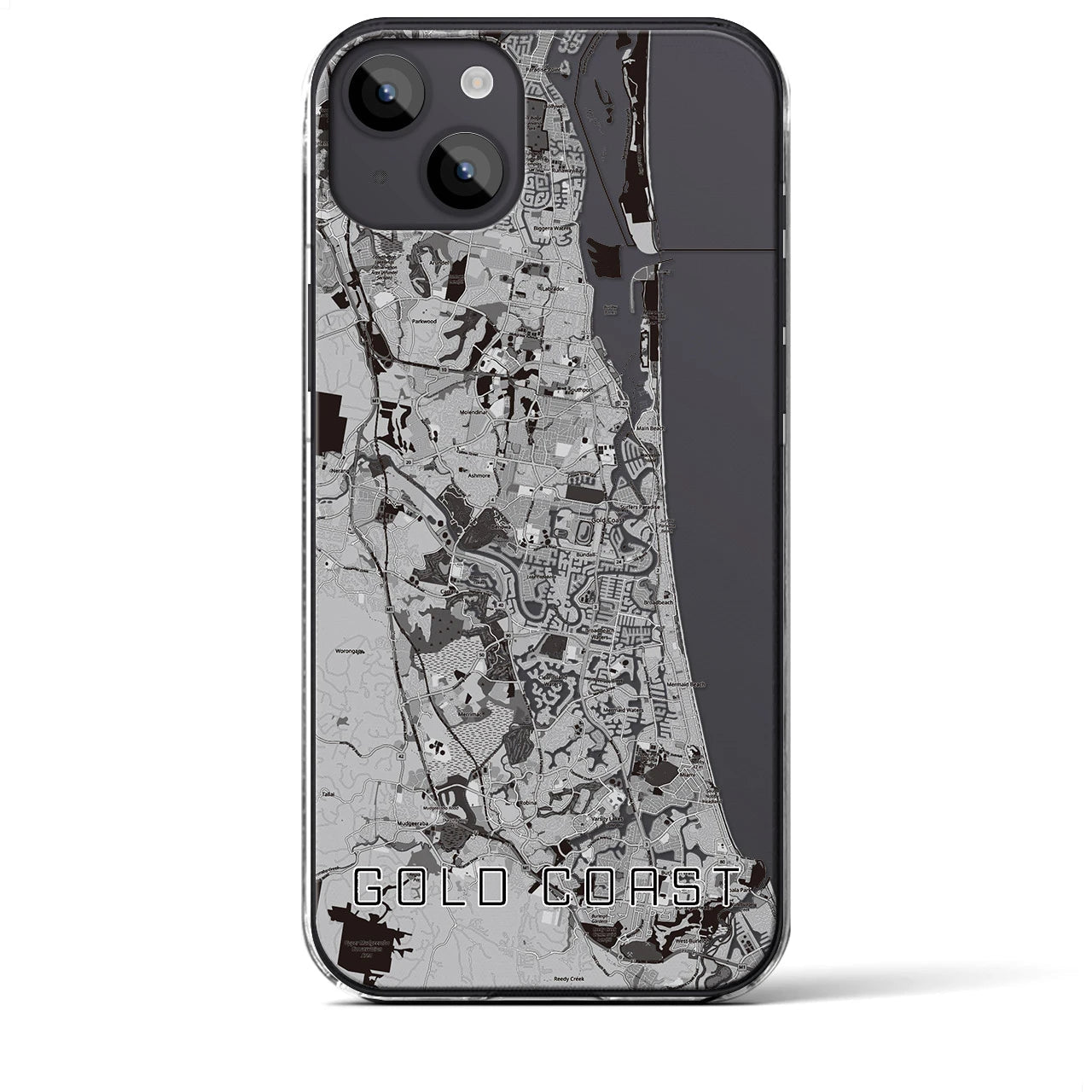 【ゴールドコースト(オーストラリア)】地図柄iPhoneケース(クリアタイプ)