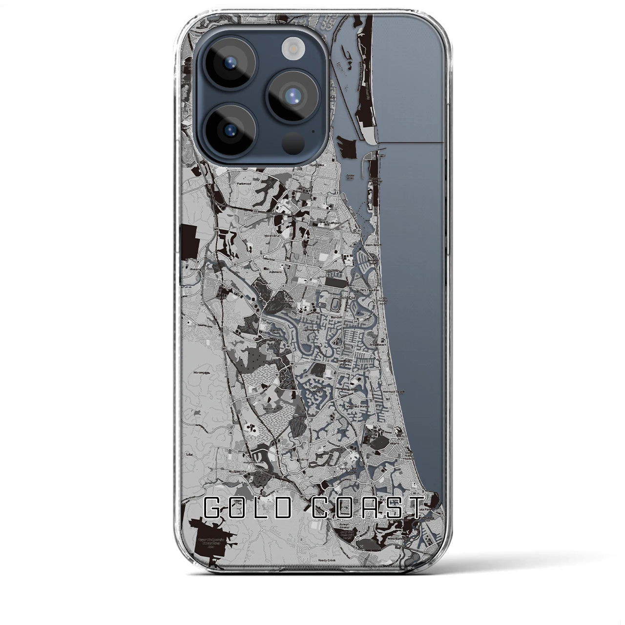 【ゴールドコースト(オーストラリア)】地図柄iPhoneケース(クリアタイプ)