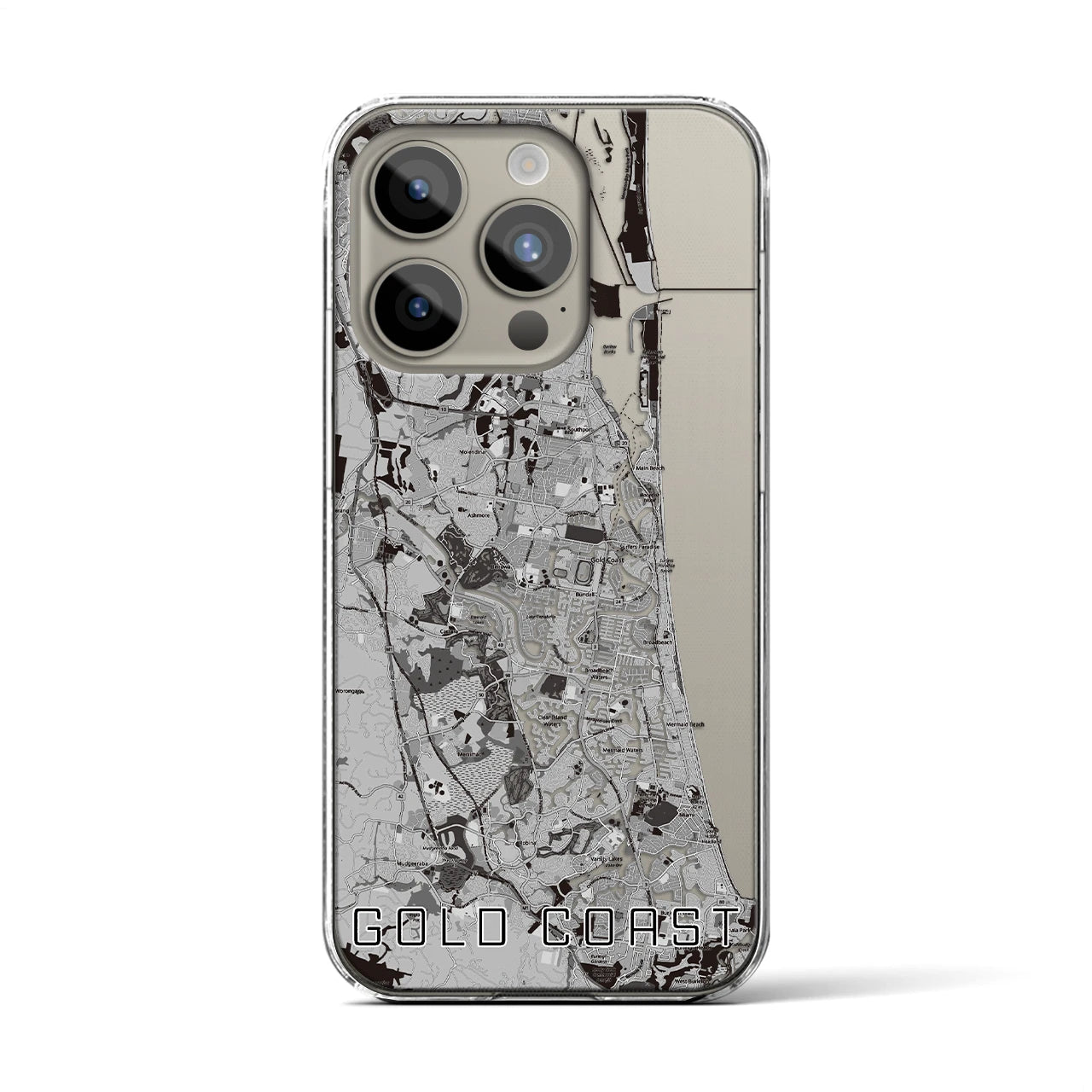【ゴールドコースト(オーストラリア)】地図柄iPhoneケース(クリアタイプ)