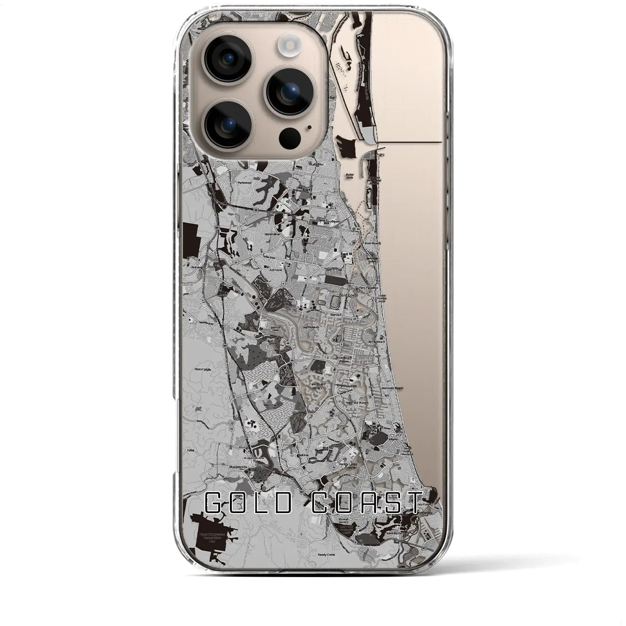 【ゴールドコースト(オーストラリア)】地図柄iPhoneケース(クリアタイプ)