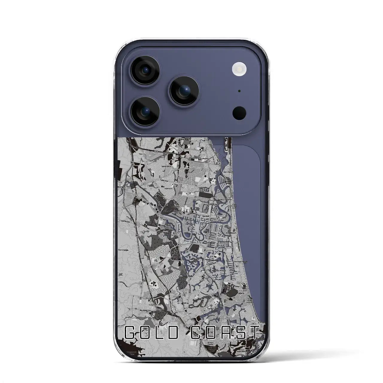 【ゴールドコースト(オーストラリア)】地図柄iPhoneケース(クリアタイプ)