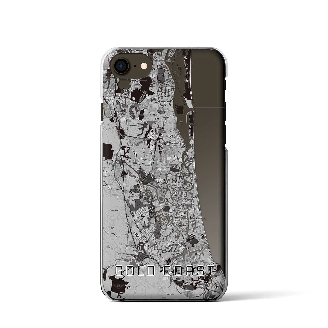 【ゴールドコースト(オーストラリア)】地図柄iPhoneケース(クリアタイプ)