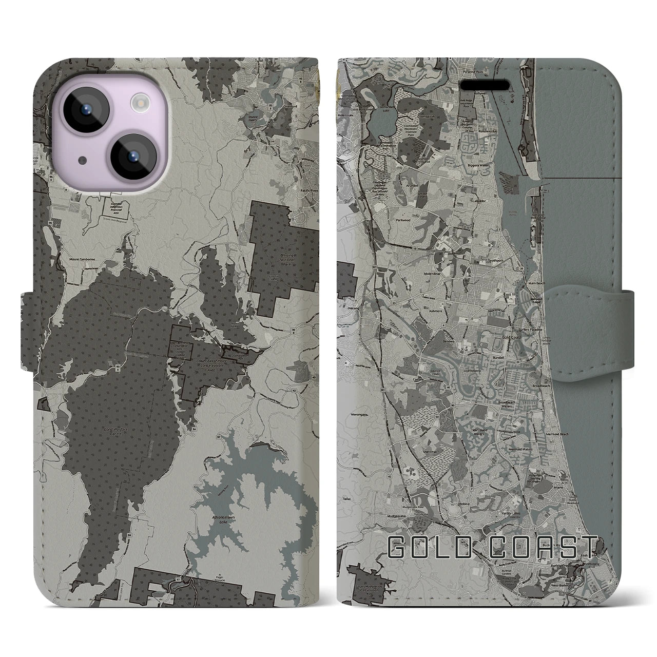 【ゴールドコースト(オーストラリア)】地図柄iPhoneケース(手帳タイプ)