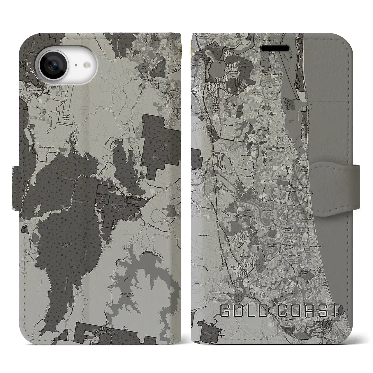 【ゴールドコースト(オーストラリア)】地図柄iPhoneケース(手帳タイプ)