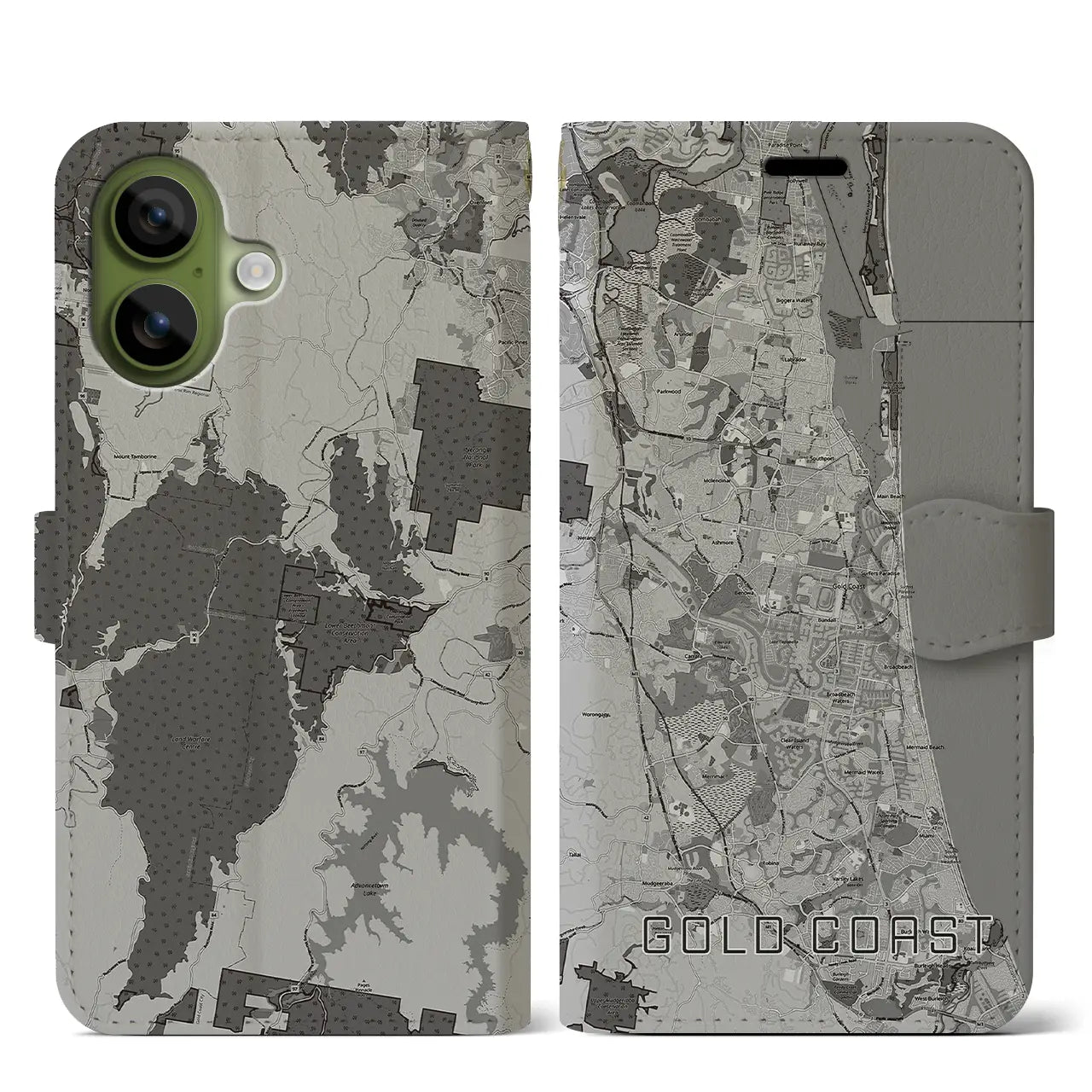 【ゴールドコースト(オーストラリア)】地図柄iPhoneケース(手帳タイプ)