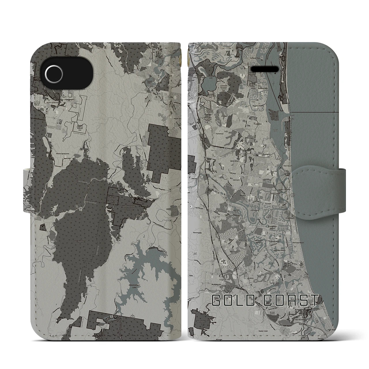 【ゴールドコースト(オーストラリア)】地図柄iPhoneケース(手帳タイプ)