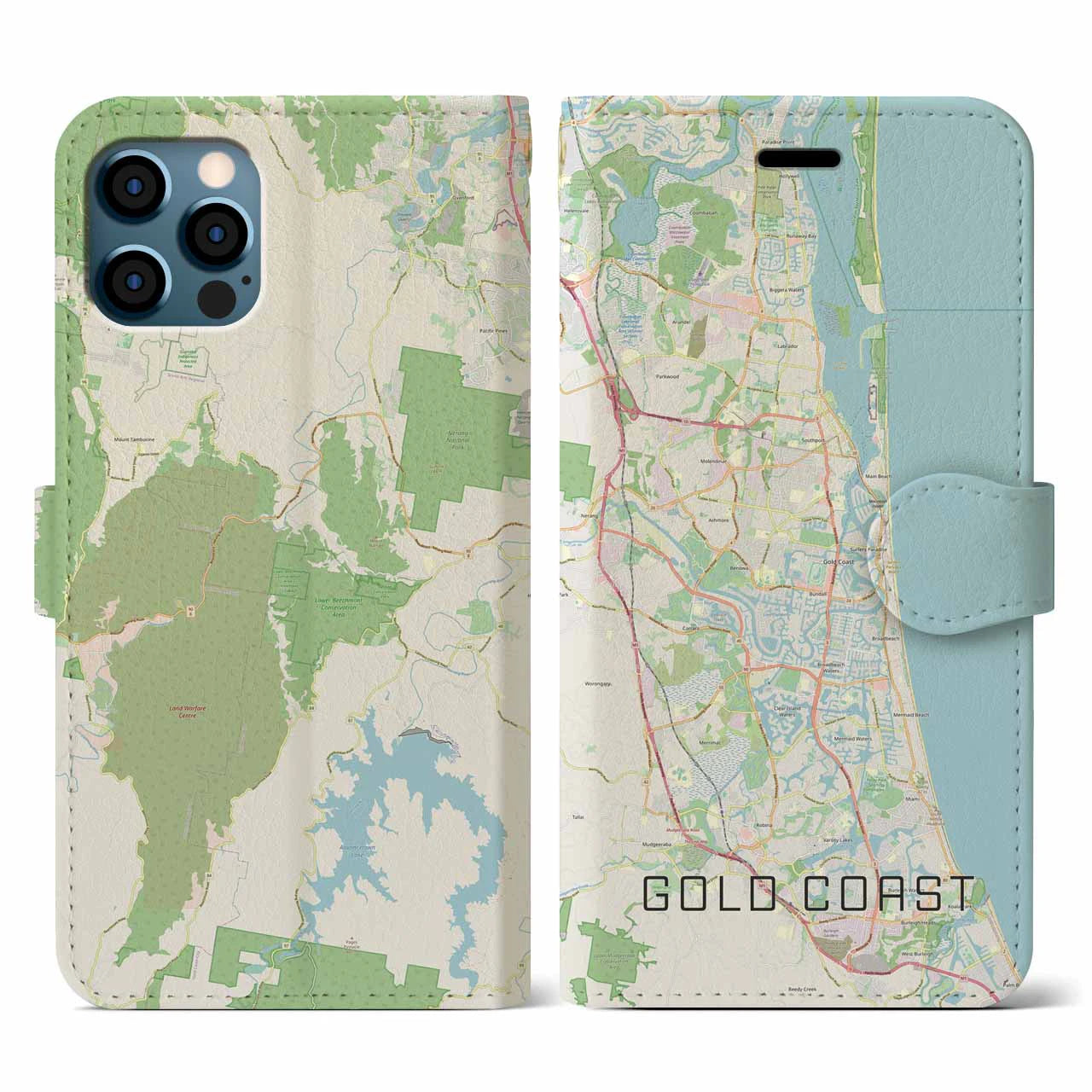 【ゴールドコースト(オーストラリア)】地図柄iPhoneケース(手帳タイプ)