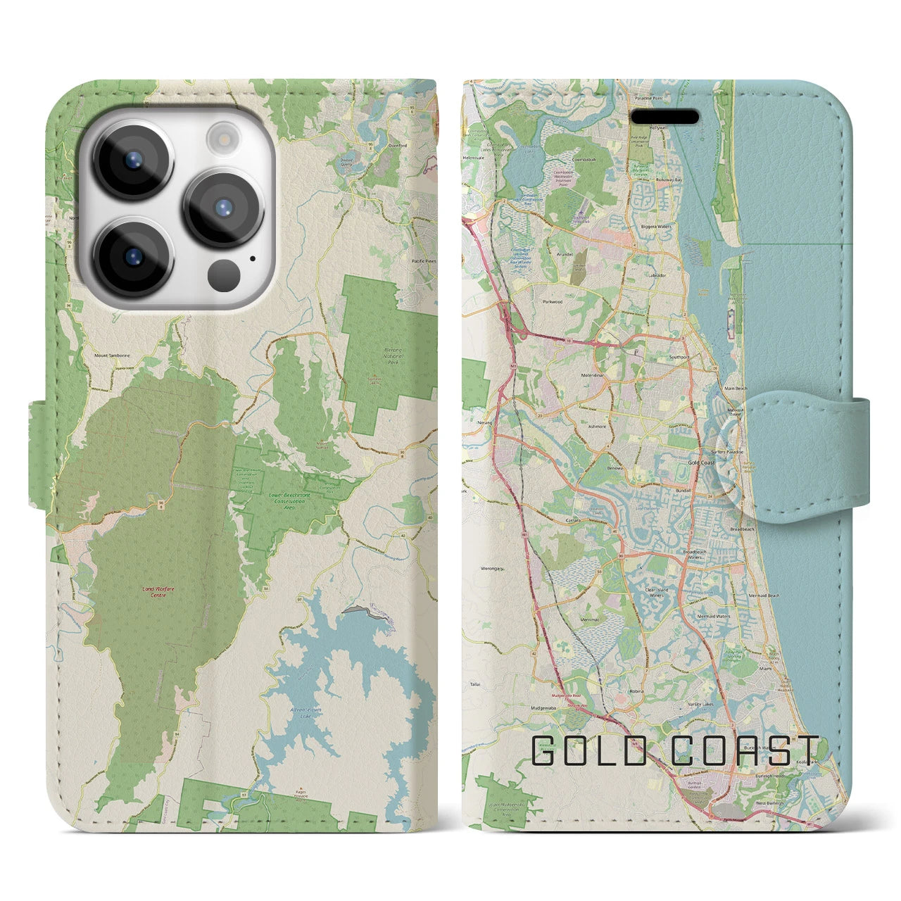 【ゴールドコースト(オーストラリア)】地図柄iPhoneケース(手帳タイプ)