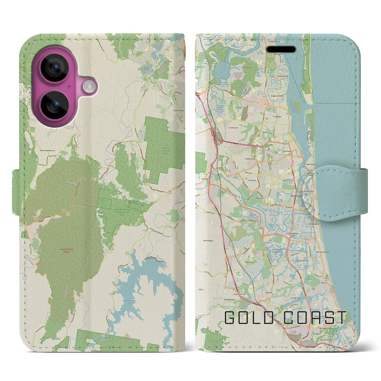 【ゴールドコースト(オーストラリア)】地図柄iPhoneケース(手帳タイプ)