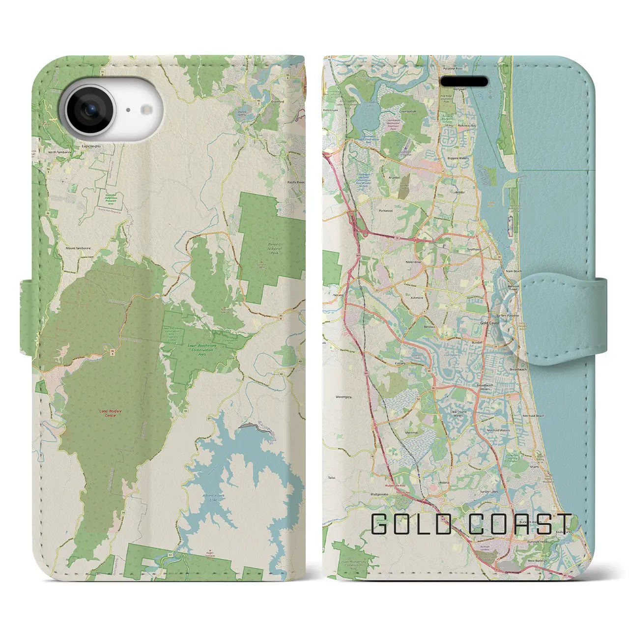 【ゴールドコースト(オーストラリア)】地図柄iPhoneケース(手帳タイプ)