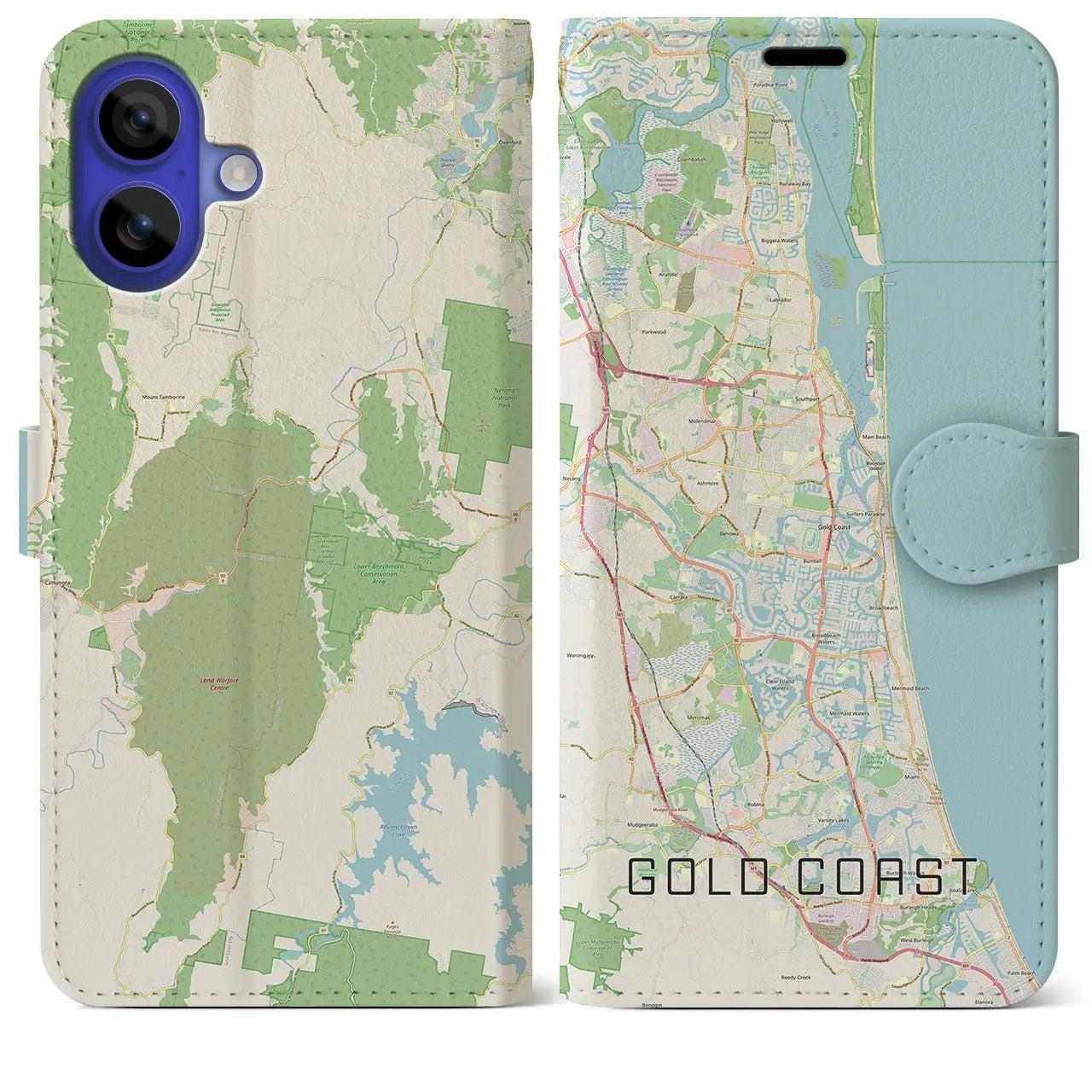 【ゴールドコースト(オーストラリア)】地図柄iPhoneケース(手帳タイプ)ナチュラル・iPhone 16 Pro Max 用