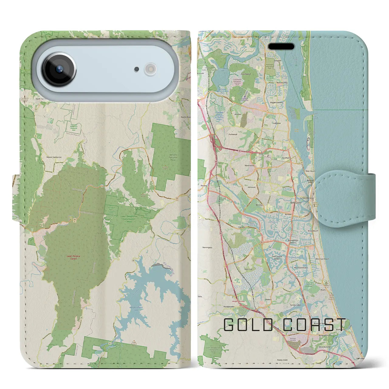 【ゴールドコースト(オーストラリア)】地図柄iPhoneケース(手帳タイプ)