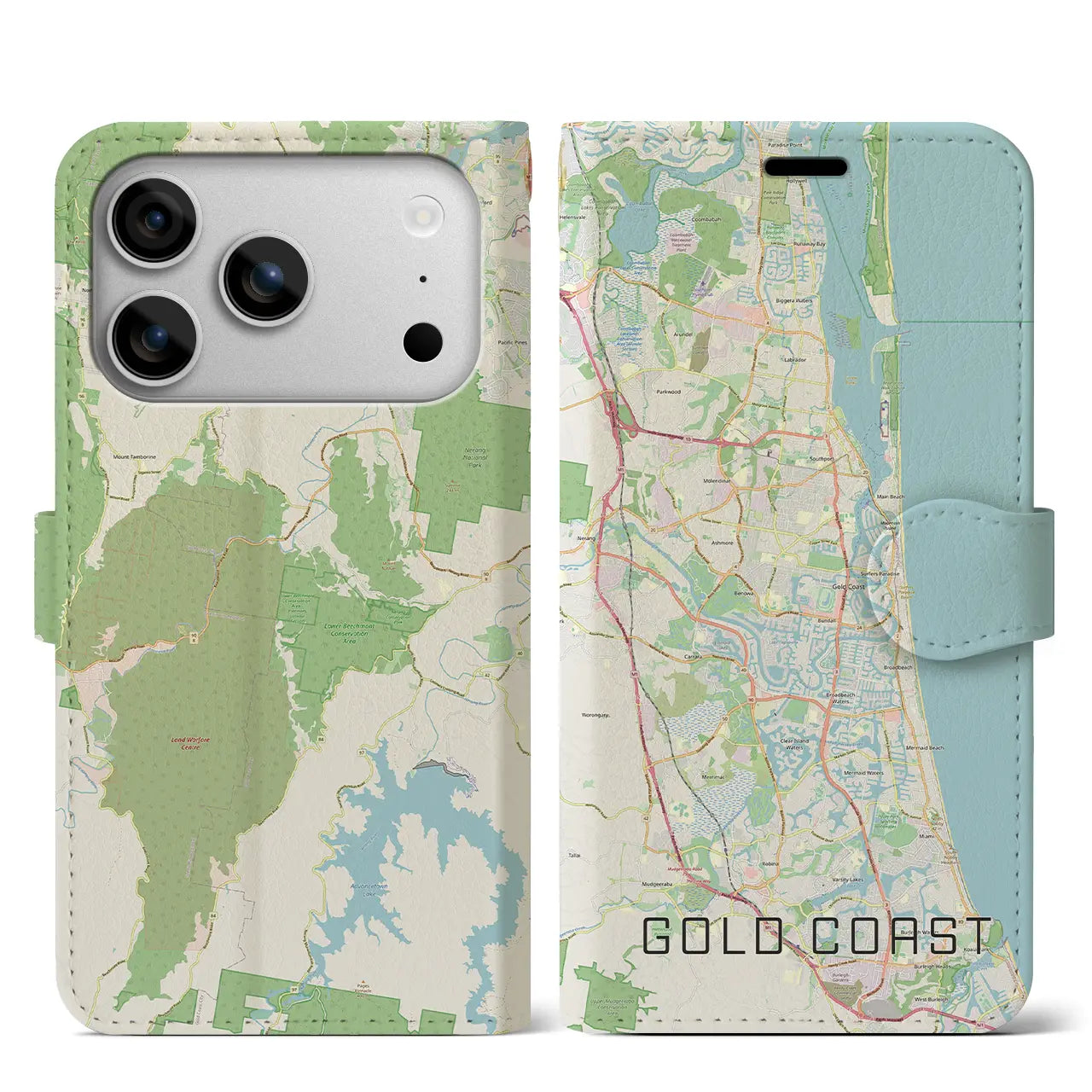 【ゴールドコースト(オーストラリア)】地図柄iPhoneケース(手帳タイプ)