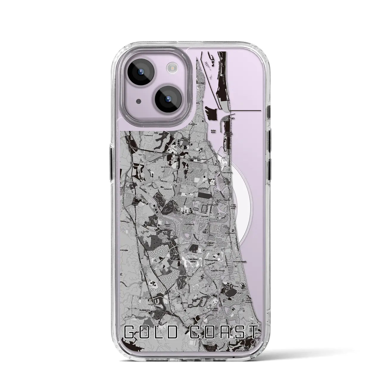【ゴールドコースト(オーストラリア)】地図柄iPhoneケース(MagSafeタイプ)