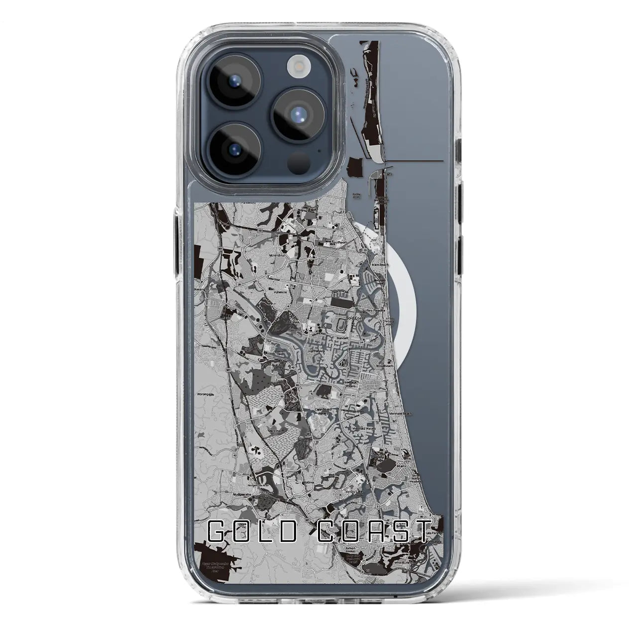 【ゴールドコースト(オーストラリア)】地図柄iPhoneケース(MagSafeタイプ)