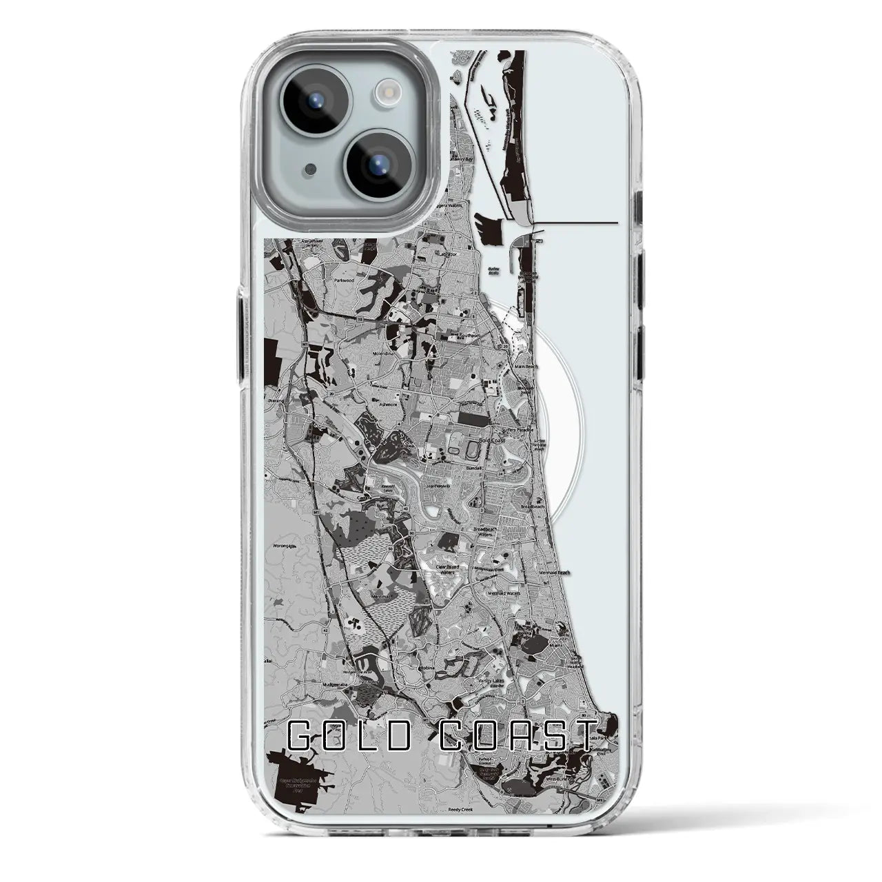 【ゴールドコースト(オーストラリア)】地図柄iPhoneケース(MagSafeタイプ)