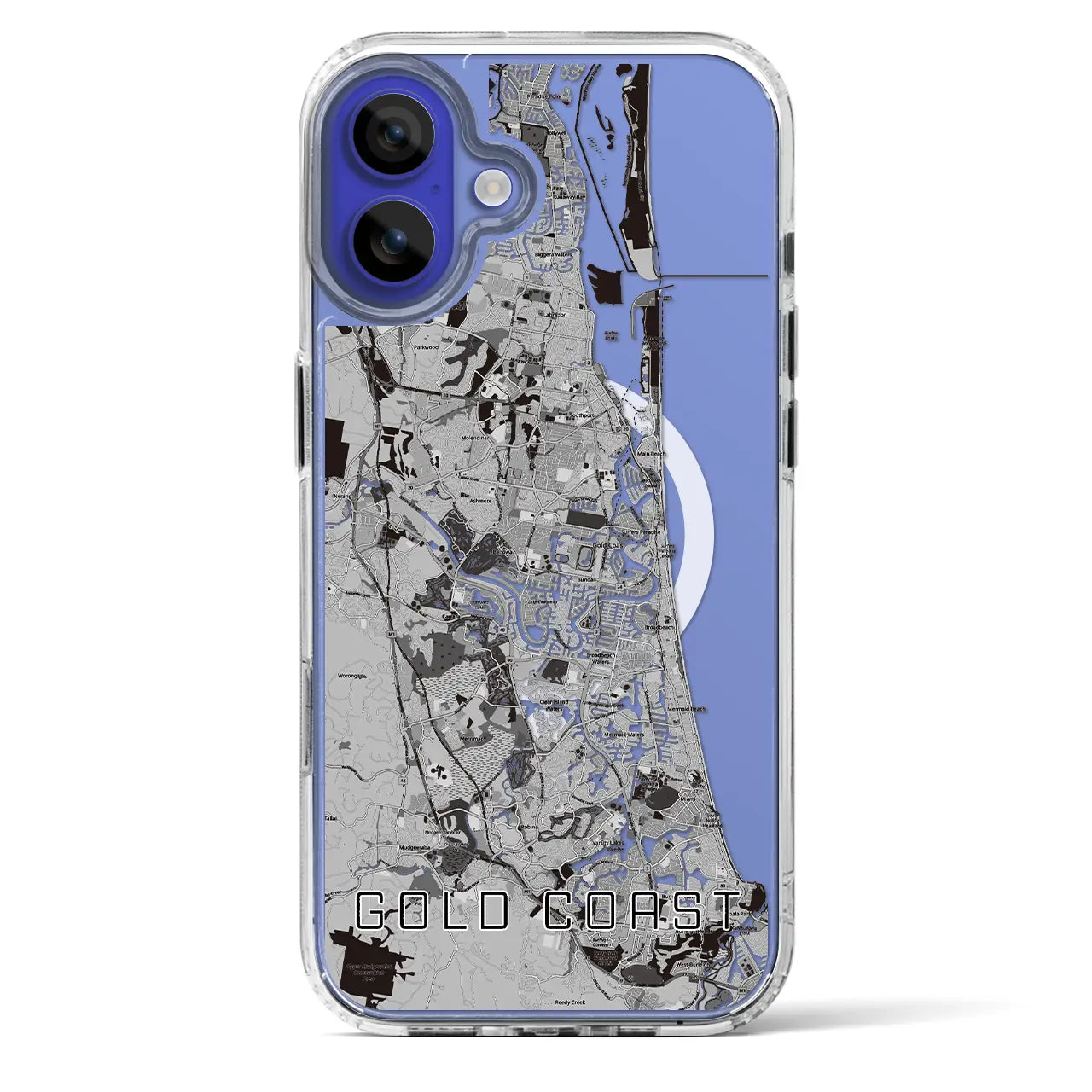 【ゴールドコースト(オーストラリア)】地図柄iPhoneケース(MagSafeタイプ)