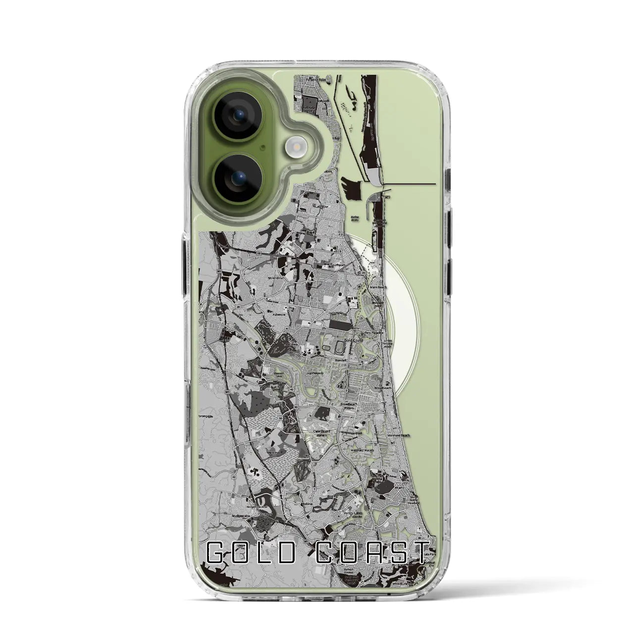 【ゴールドコースト(オーストラリア)】地図柄iPhoneケース(MagSafeタイプ)