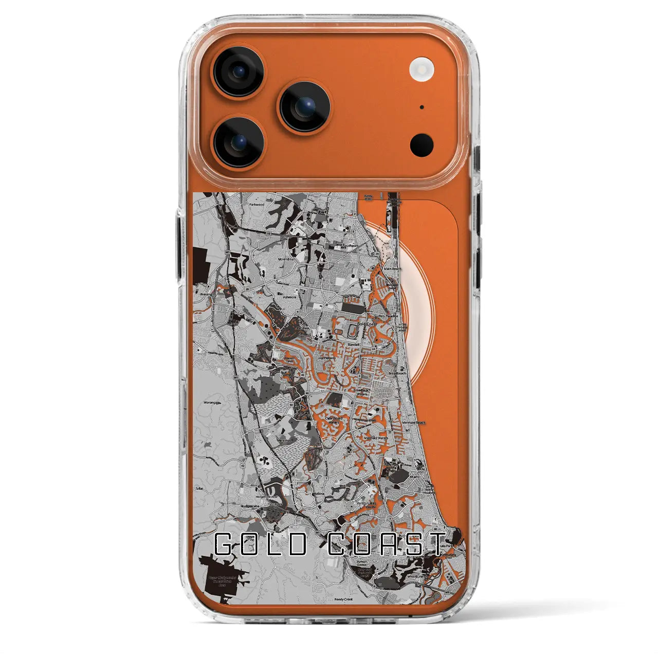 【ゴールドコースト(オーストラリア)】地図柄iPhoneケース(MagSafeタイプ)