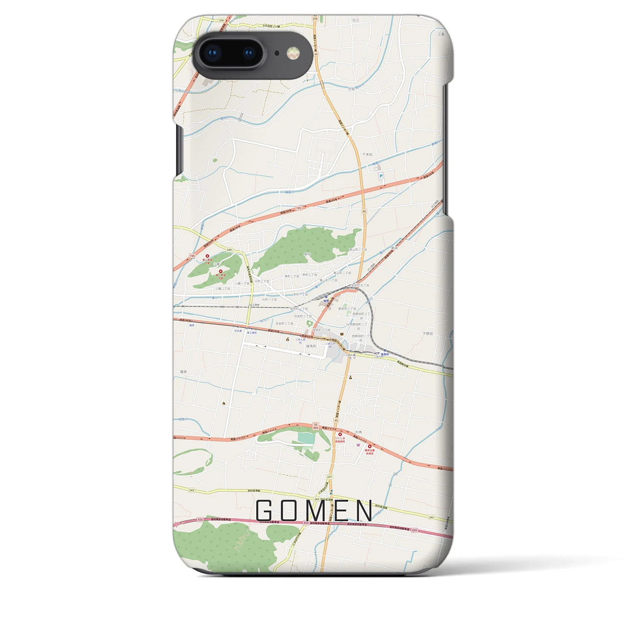 【後免(高知県)】地図柄iPhoneケース(バックカバータイプ)