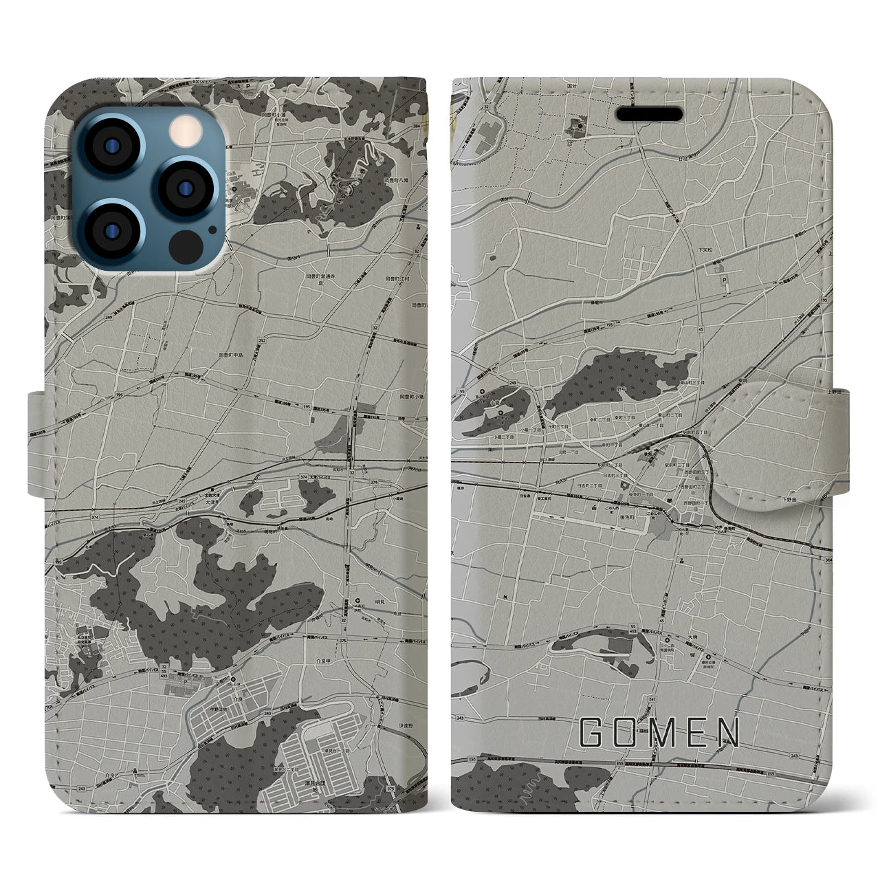 【後免(高知県)】地図柄iPhoneケース(手帳タイプ)