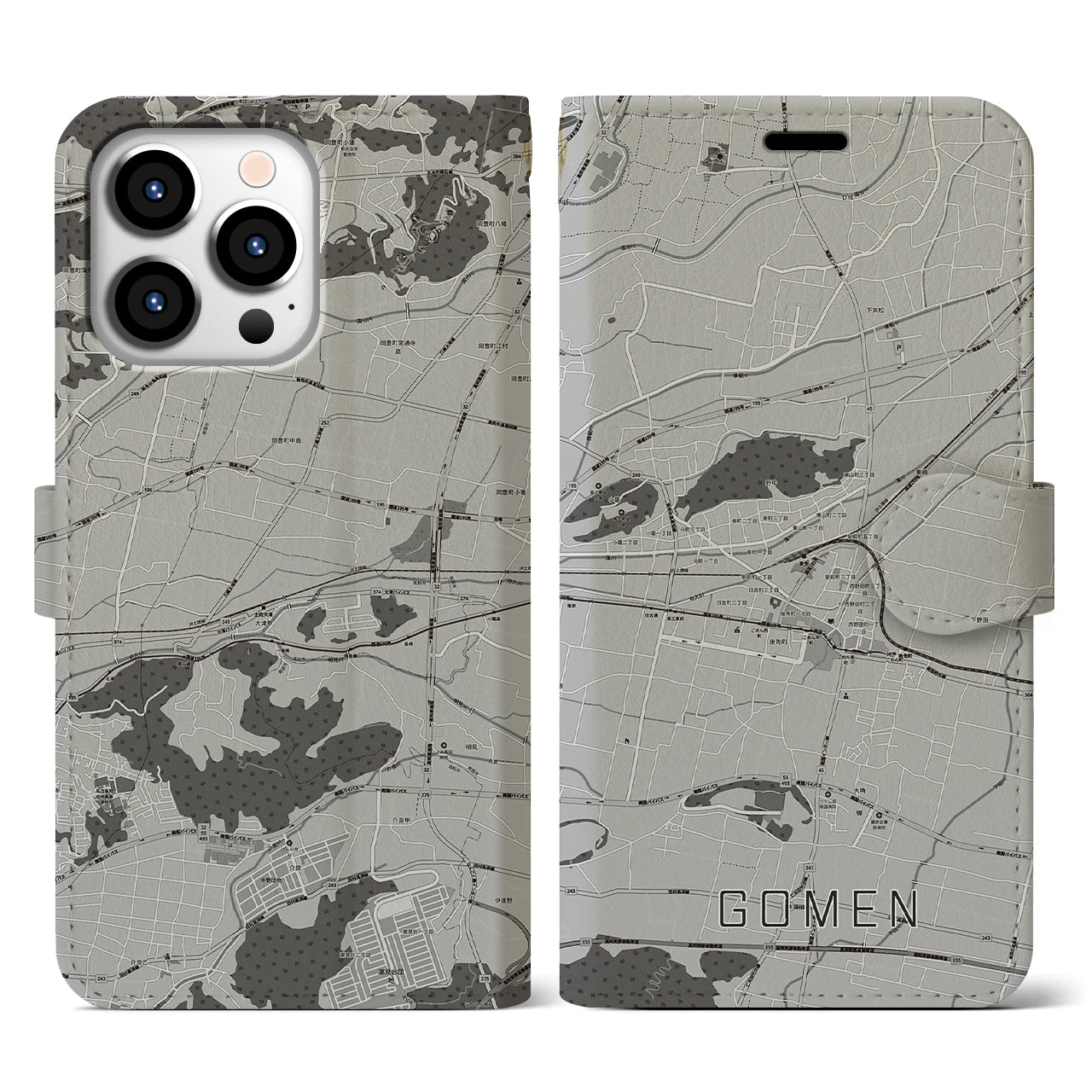 【後免(高知県)】地図柄iPhoneケース(手帳タイプ)