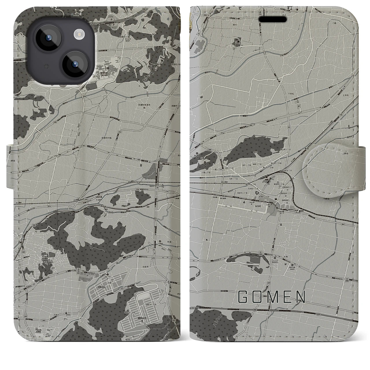 【後免(高知県)】地図柄iPhoneケース(手帳タイプ)