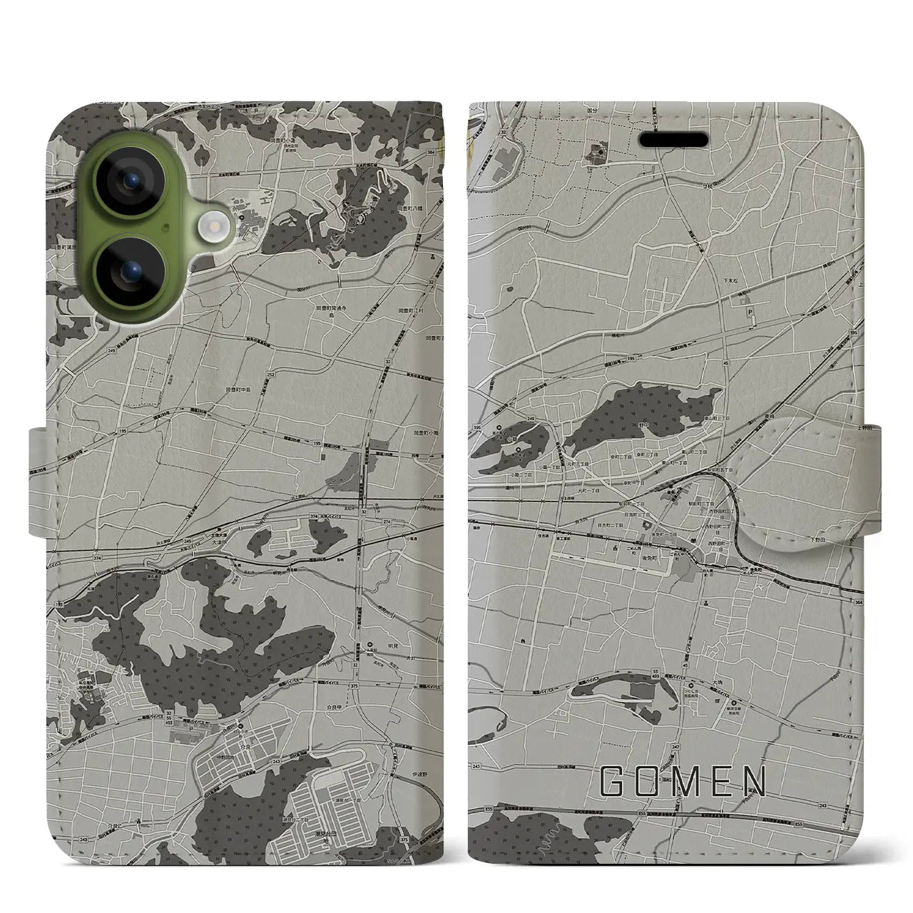 【後免(高知県)】地図柄iPhoneケース(手帳タイプ)