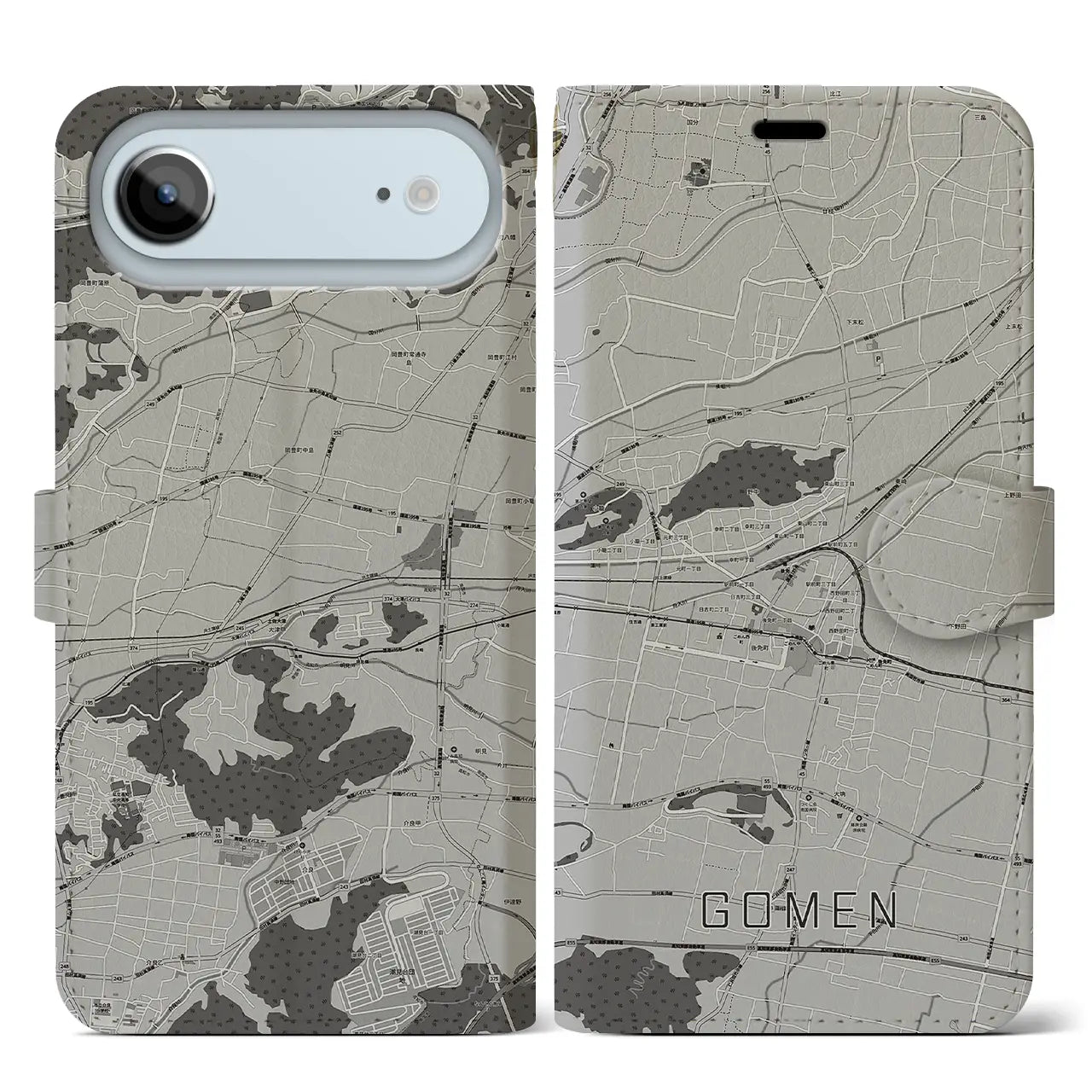 【後免(高知県)】地図柄iPhoneケース(手帳タイプ)