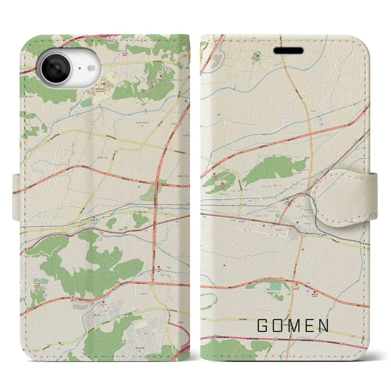 【後免(高知県)】地図柄iPhoneケース(手帳タイプ)