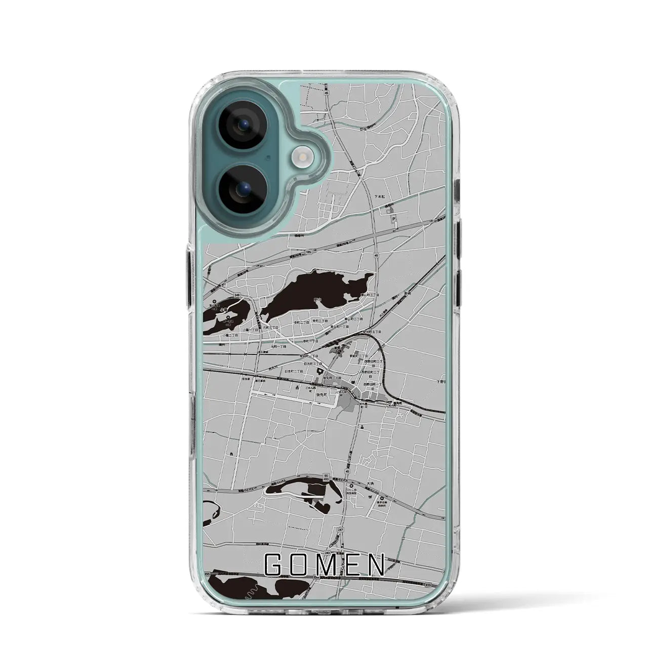 【後免(高知県)】地図柄iPhoneケース(MagSafeタイプ)モノトーン・iPhone 16 Pro 用