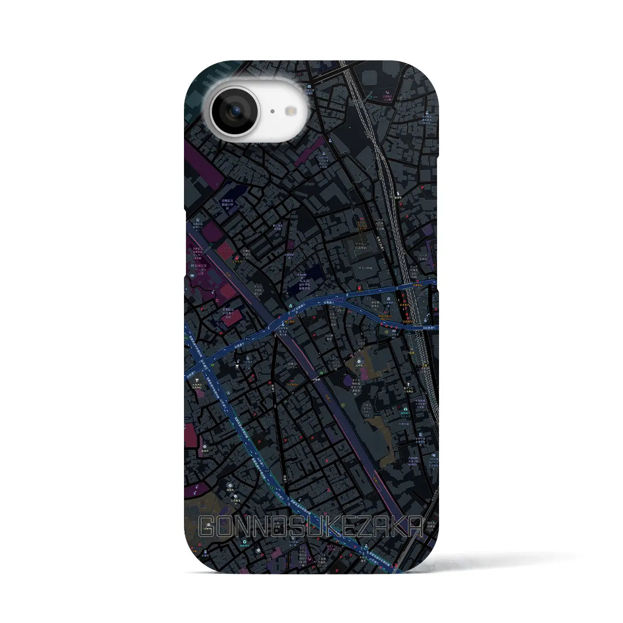 【権之助坂(東京都)】地図柄iPhoneケース(バックカバータイプ)