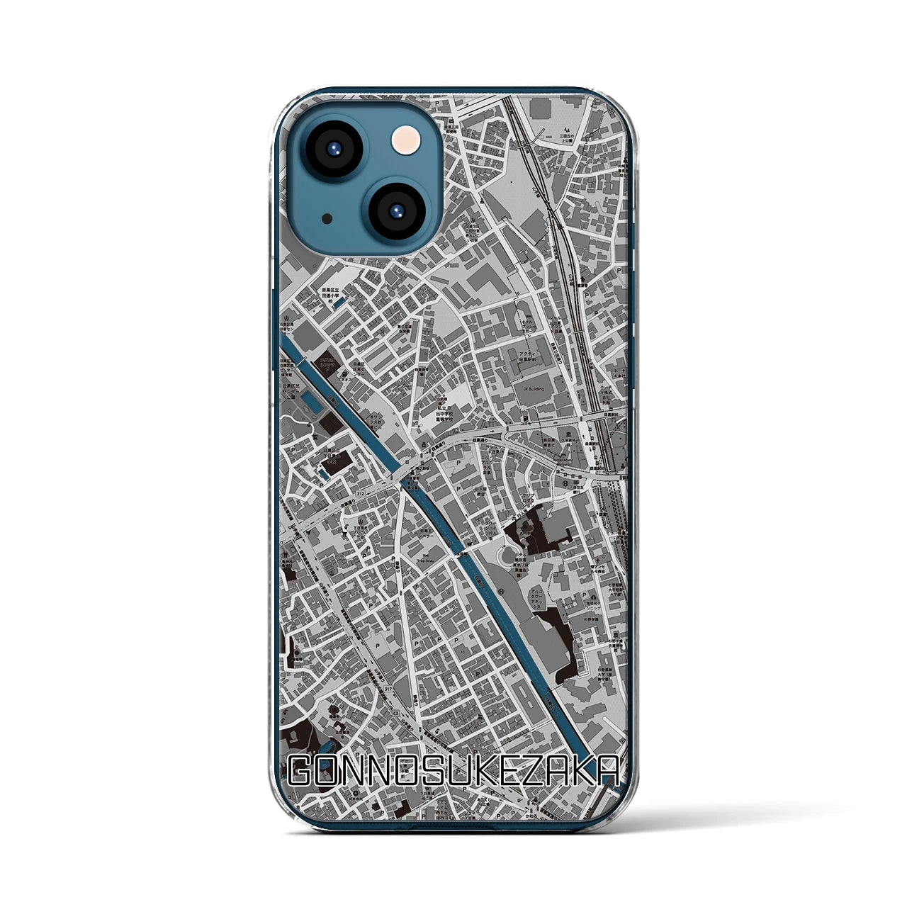 【権之助坂(東京都)】地図柄iPhoneケース(クリアタイプ)