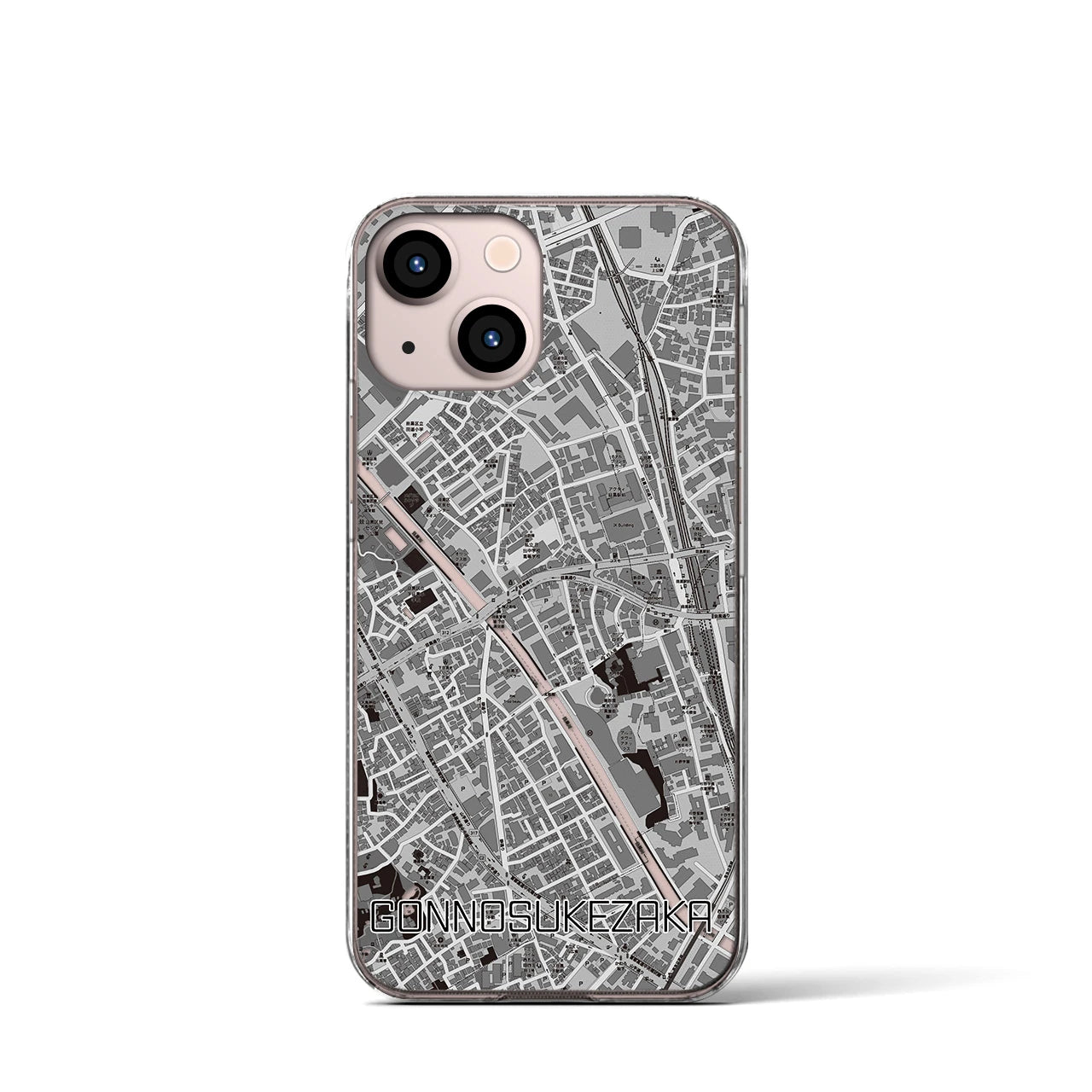 【権之助坂(東京都)】地図柄iPhoneケース(クリアタイプ)