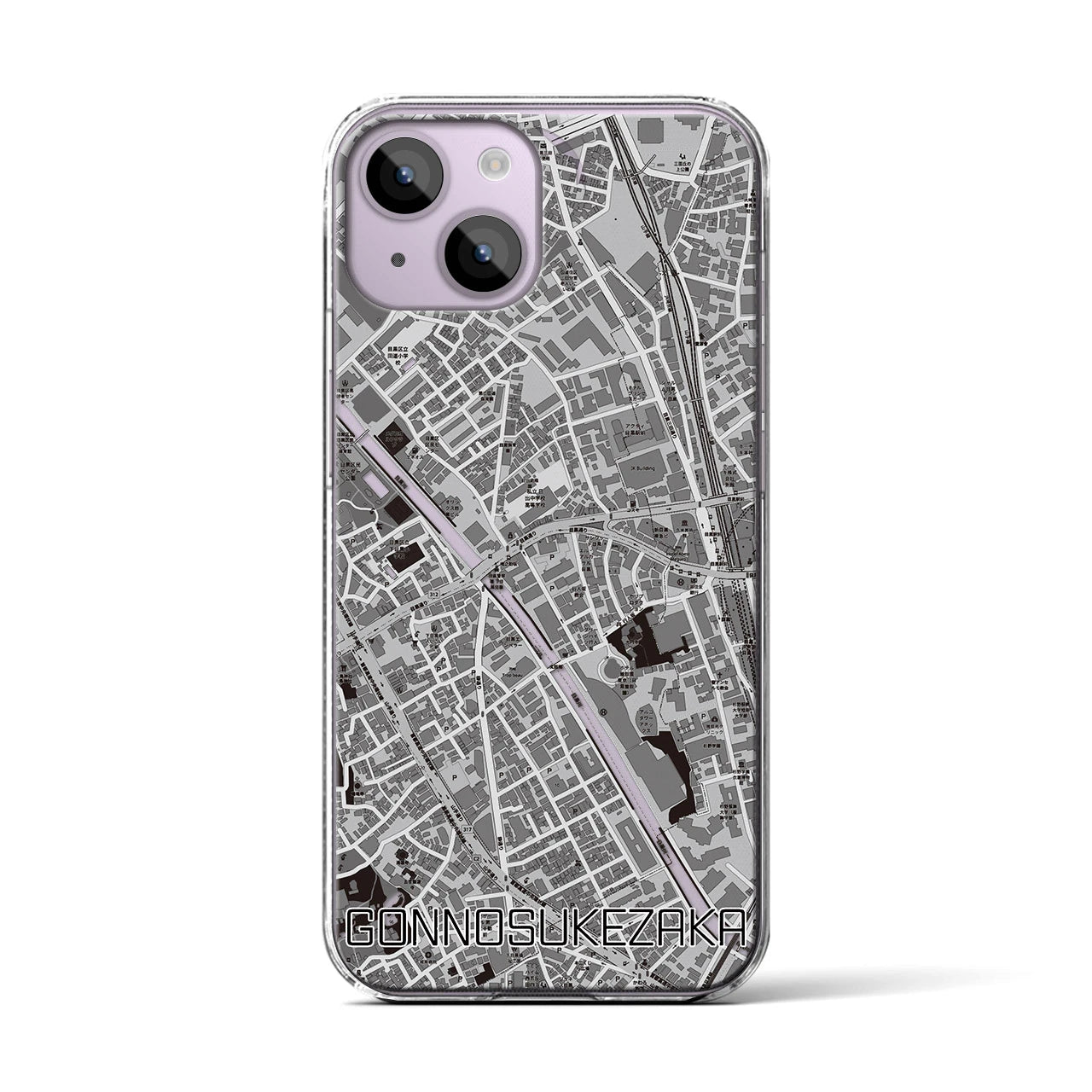 【権之助坂(東京都)】地図柄iPhoneケース(クリアタイプ)