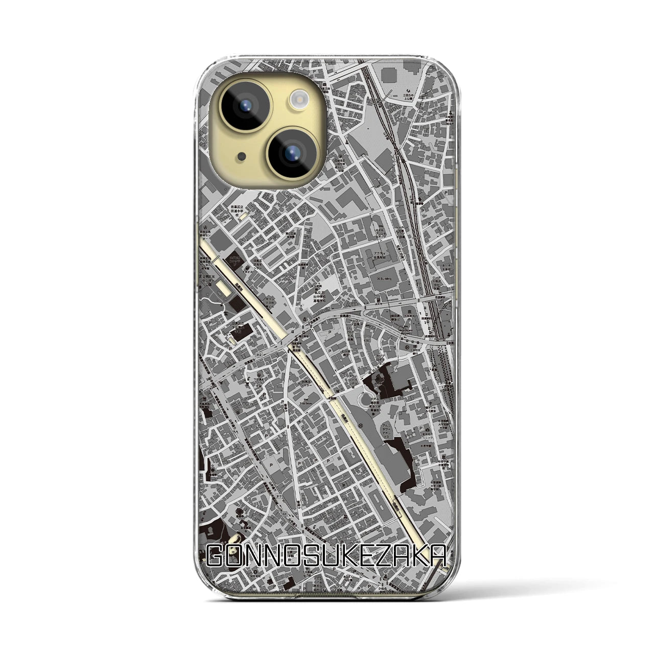 【権之助坂(東京都)】地図柄iPhoneケース(クリアタイプ)