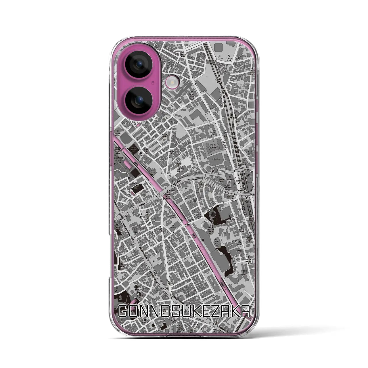 【権之助坂(東京都)】地図柄iPhoneケース(クリアタイプ)