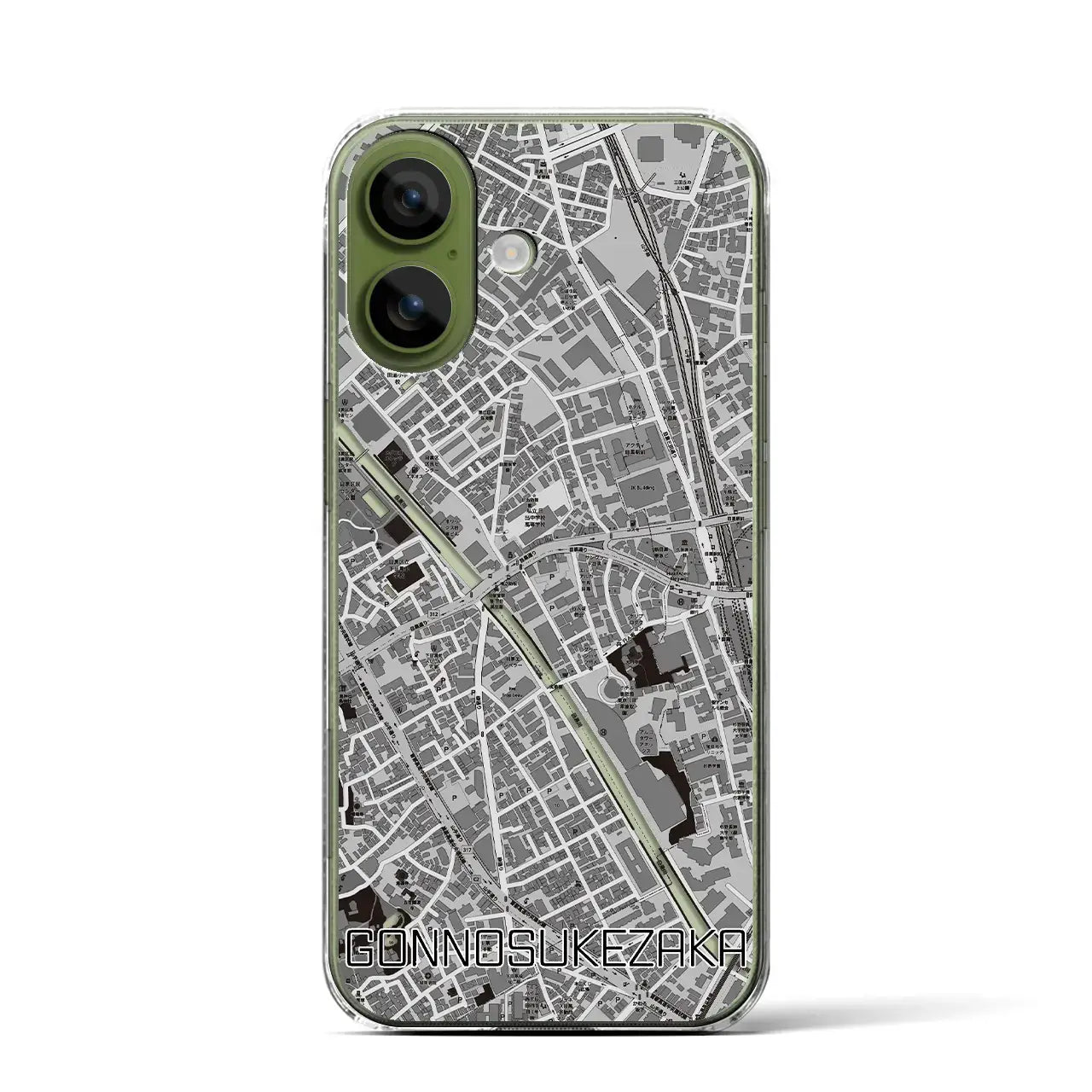 【権之助坂(東京都)】地図柄iPhoneケース(クリアタイプ)モノトーン・iPhone 17 Pro Max 用